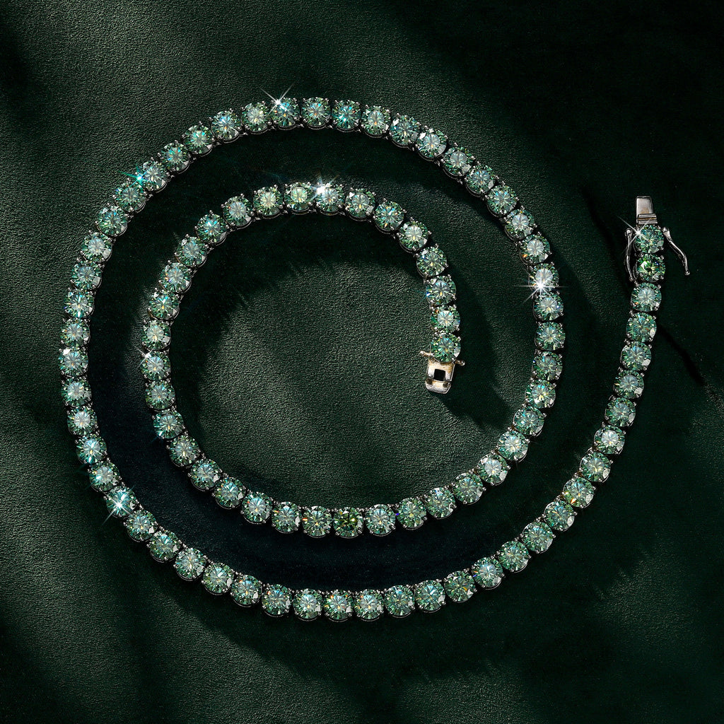 Green Moissanite Tennis Chain Bracelet Necklace