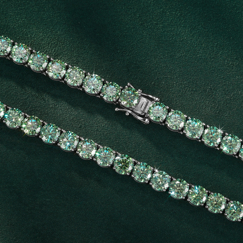 Green Moissanite Tennis Chain Bracelet Necklace