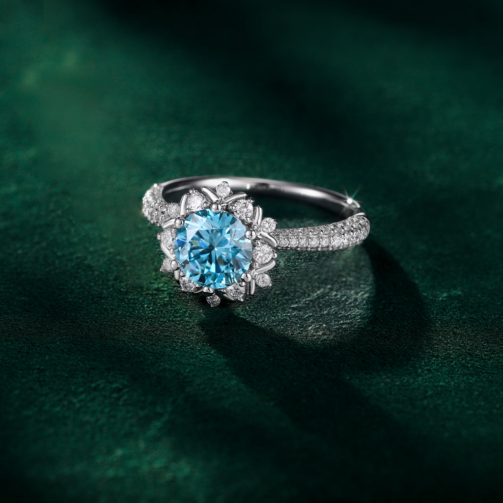 Blue Lab-Grown Diamond Engagement Ring