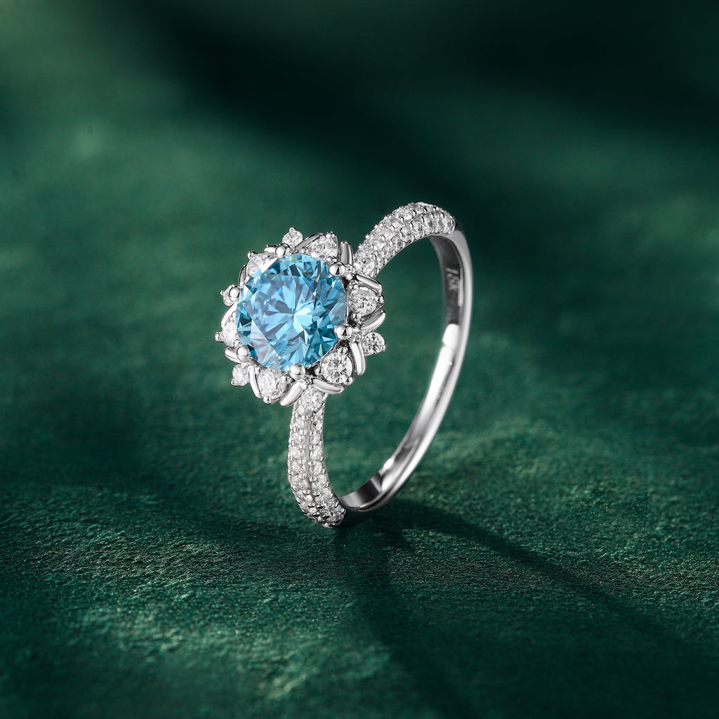 Blue Lab-Grown Diamond Engagement Ring