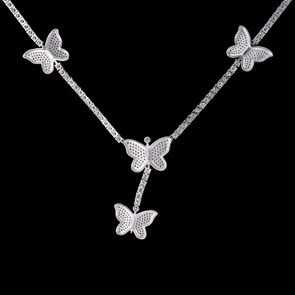 3MM Butterfly Moissanite Tennis Chain Necklace