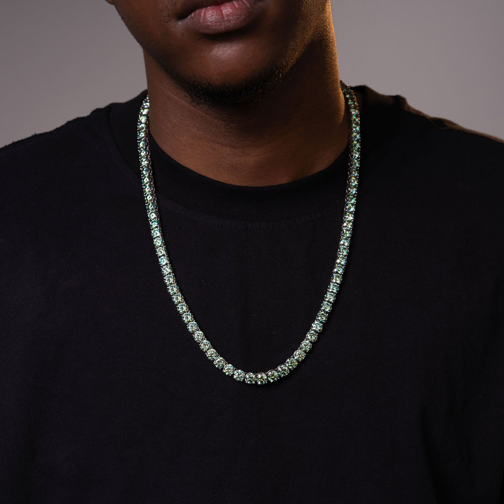 Green Moissanite Tennis Chain Bracelet Necklace