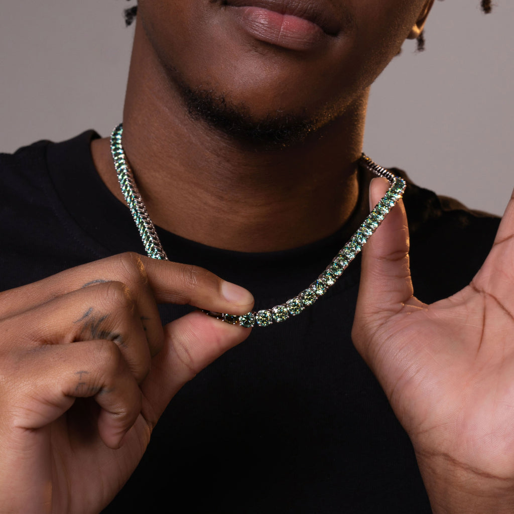 Green Moissanite Tennis Chain Bracelet Necklace