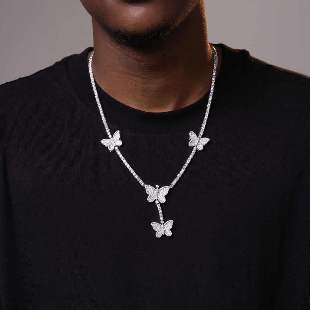 3MM Butterfly Moissanite Tennis Chain Necklace