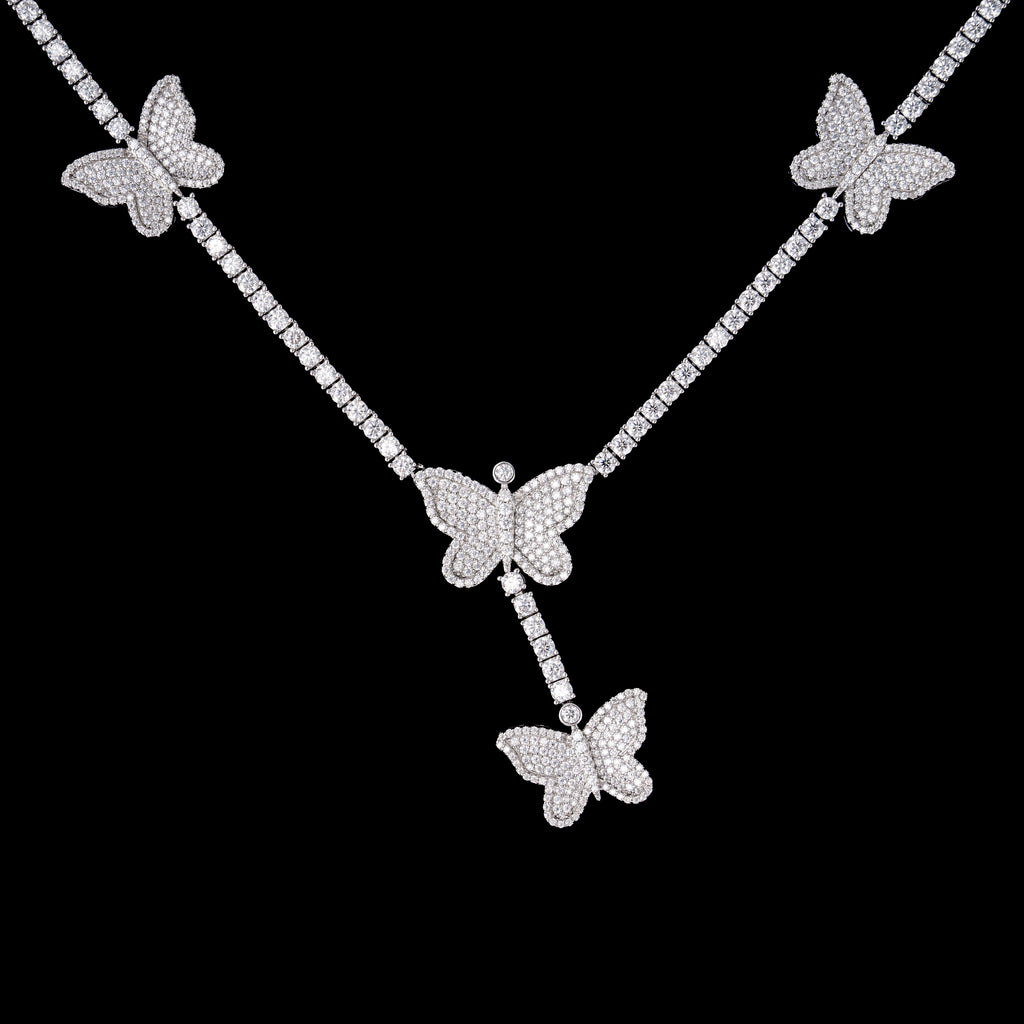 3MM Butterfly Moissanite Tennis Chain Necklace