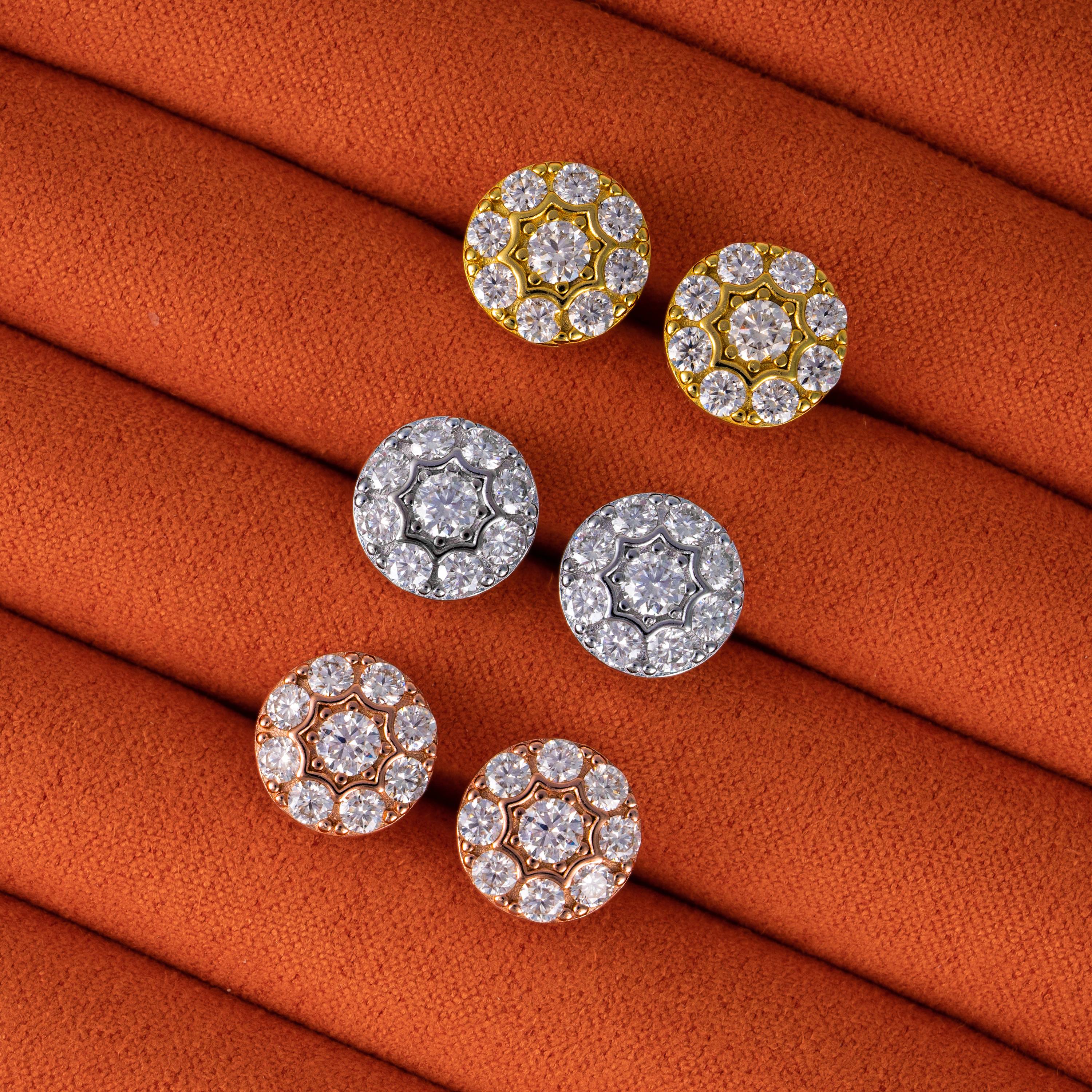 10MM Flower Shaped RoundDiamond Moissanite Earrings