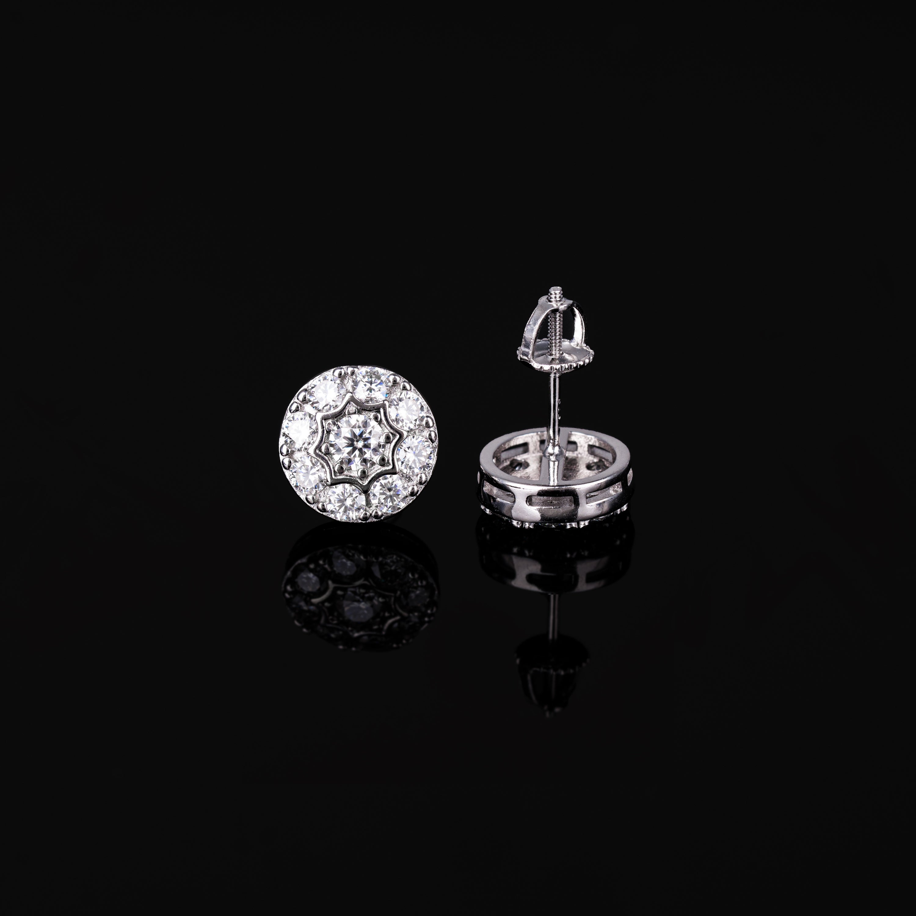10MM Moissanite Stud Earrings VVS Double Halo Pavé Screw Back – alternate product view 5