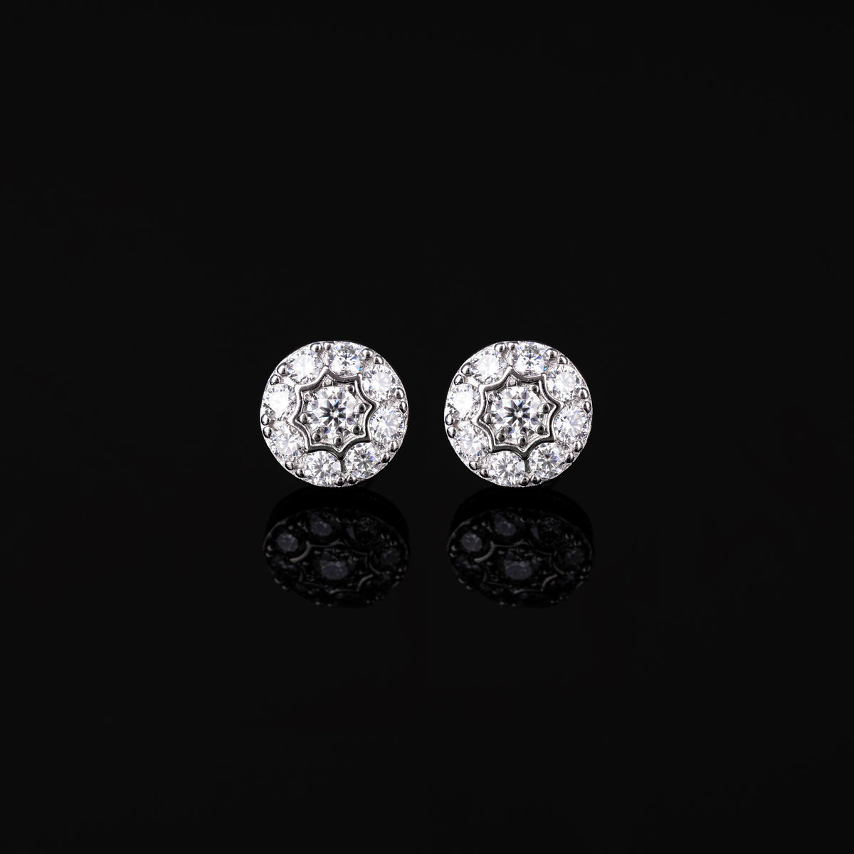 10MM Moissanite Stud Earrings VVS Double Halo Pavé Screw Back – alternate product view 6
