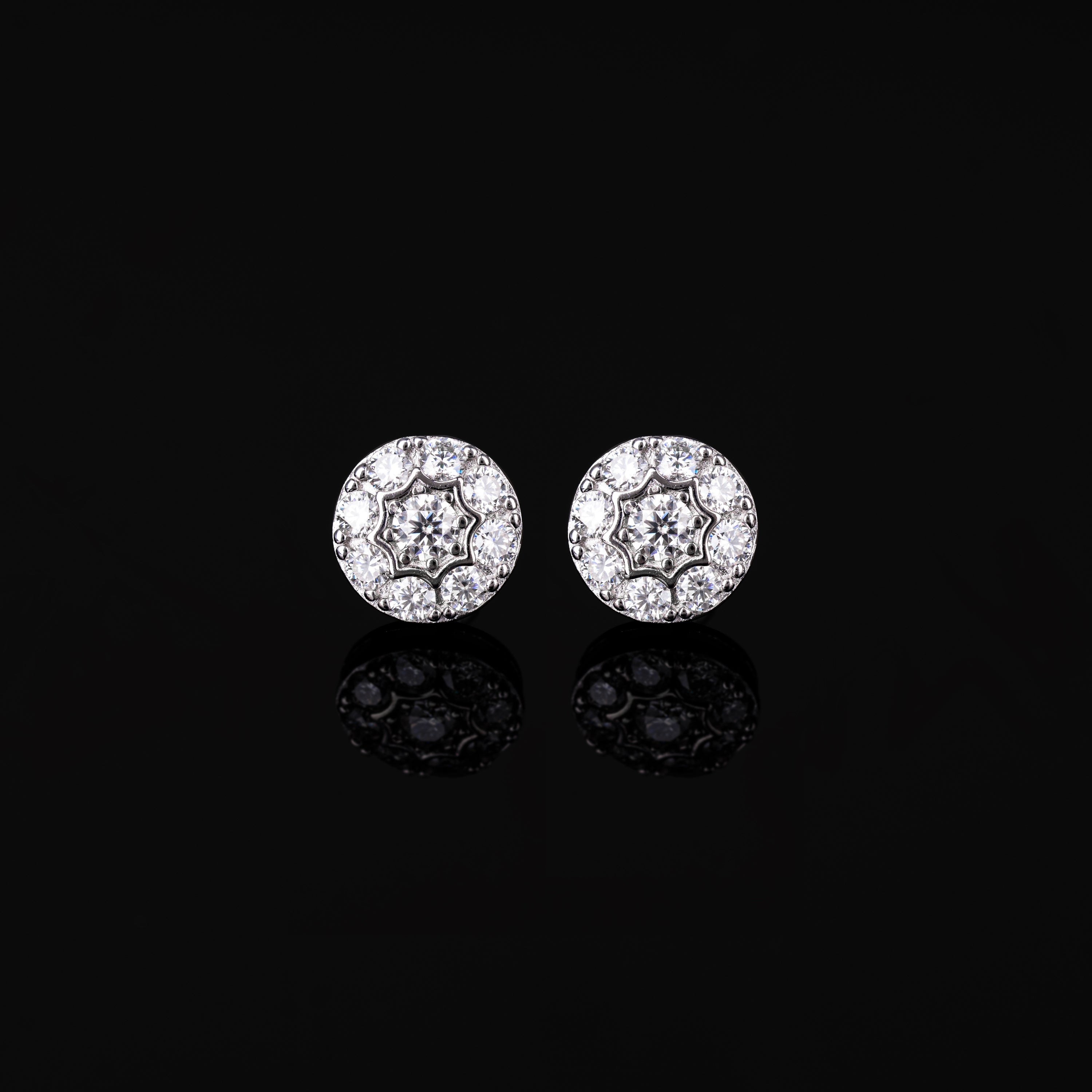 10MM Flower Shaped RoundDiamond Moissanite Earrings