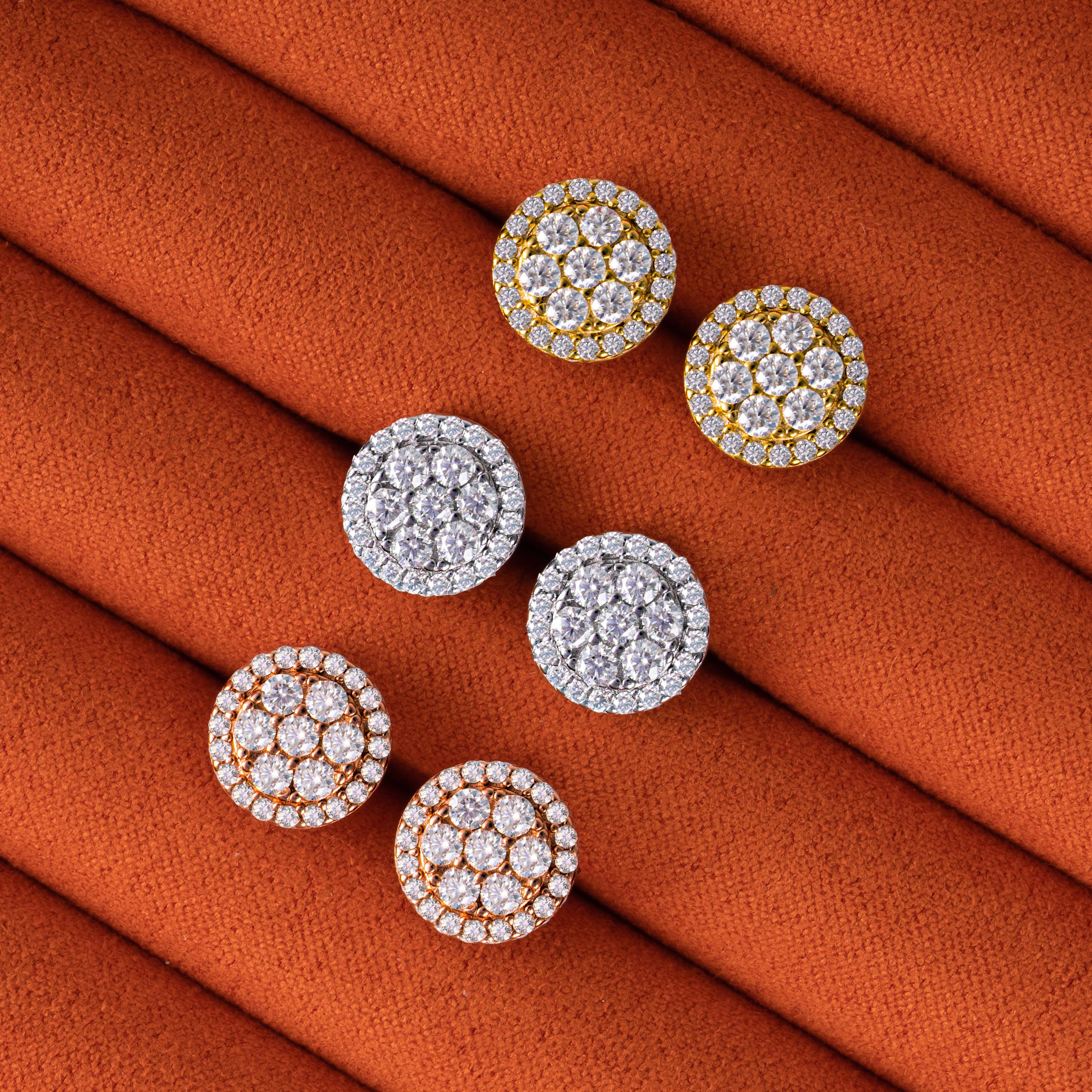 10MM Round Cluster Moissanite Stud Earrings VVS Halo Screw Back – alternate product view 4