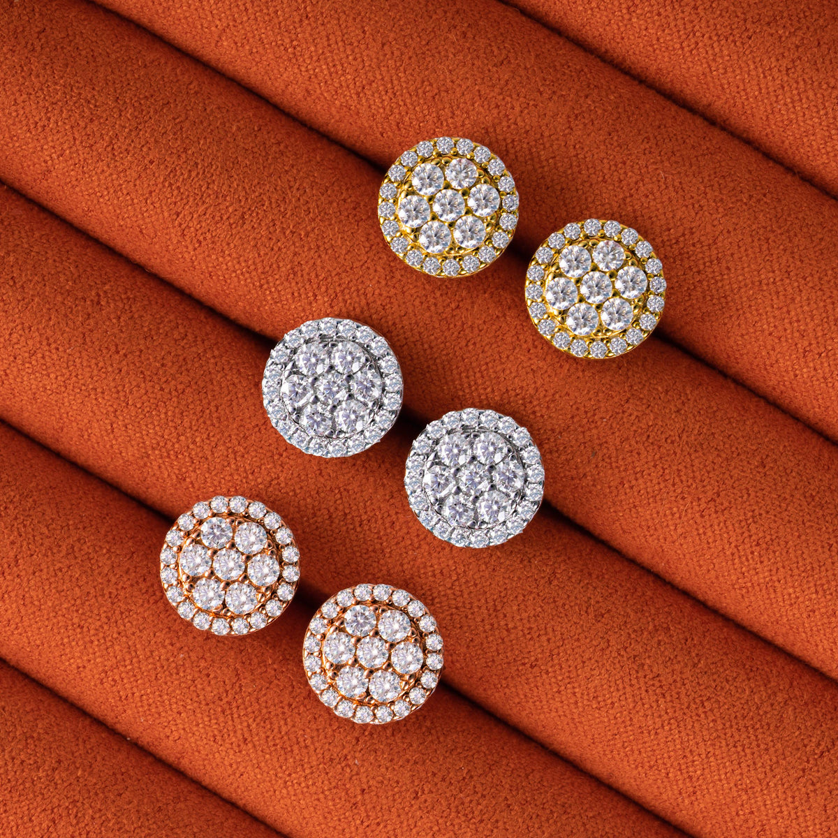 10MM Round Cluster Moissanite Stud Earrings VVS Halo Screw Back – alternate product view 4