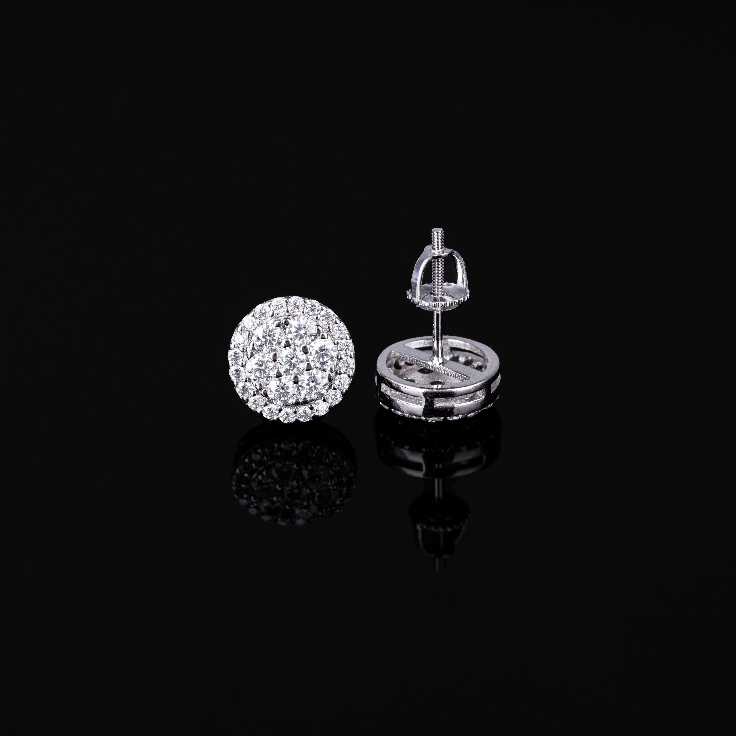 10MM Round Cluster Moissanite Stud Earrings VVS Halo Screw Back – alternate product view 5