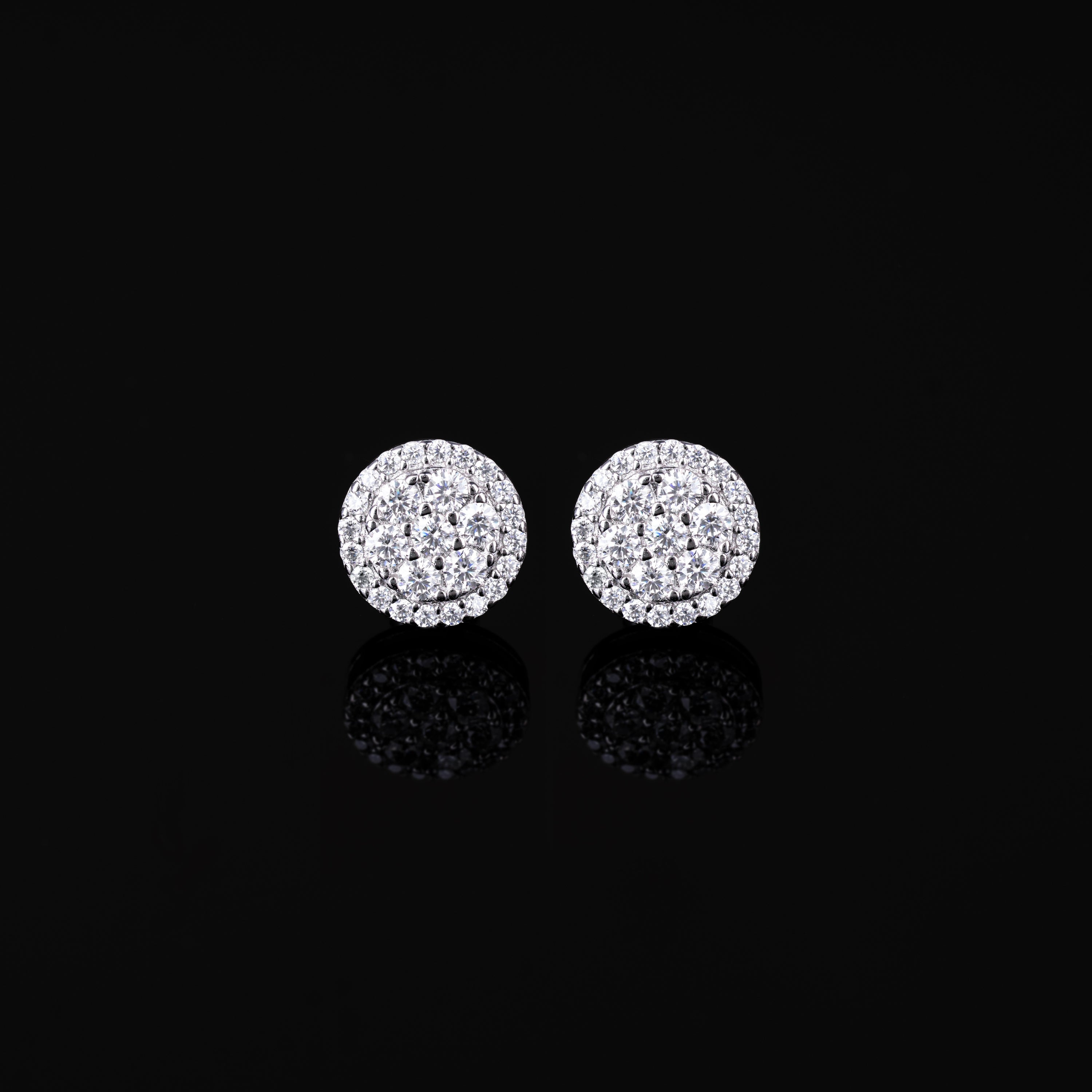 10MM Round Cluster Moissanite Stud Earrings VVS Halo Screw Back – alternate product view 6