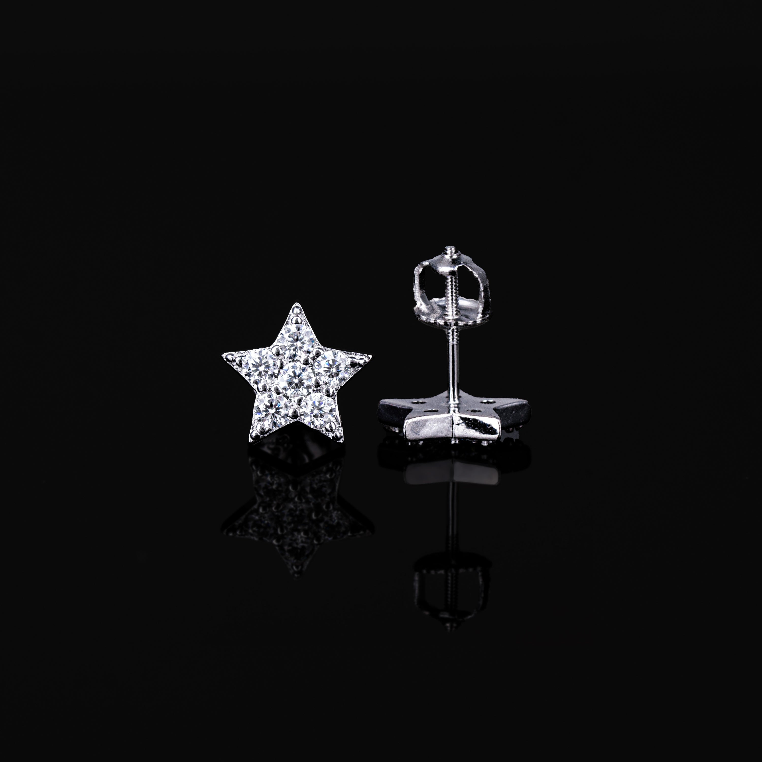 10MM Iced Out Star Moissanite Stud Earrings Five Point Star Pavé Design – alternate product view 5