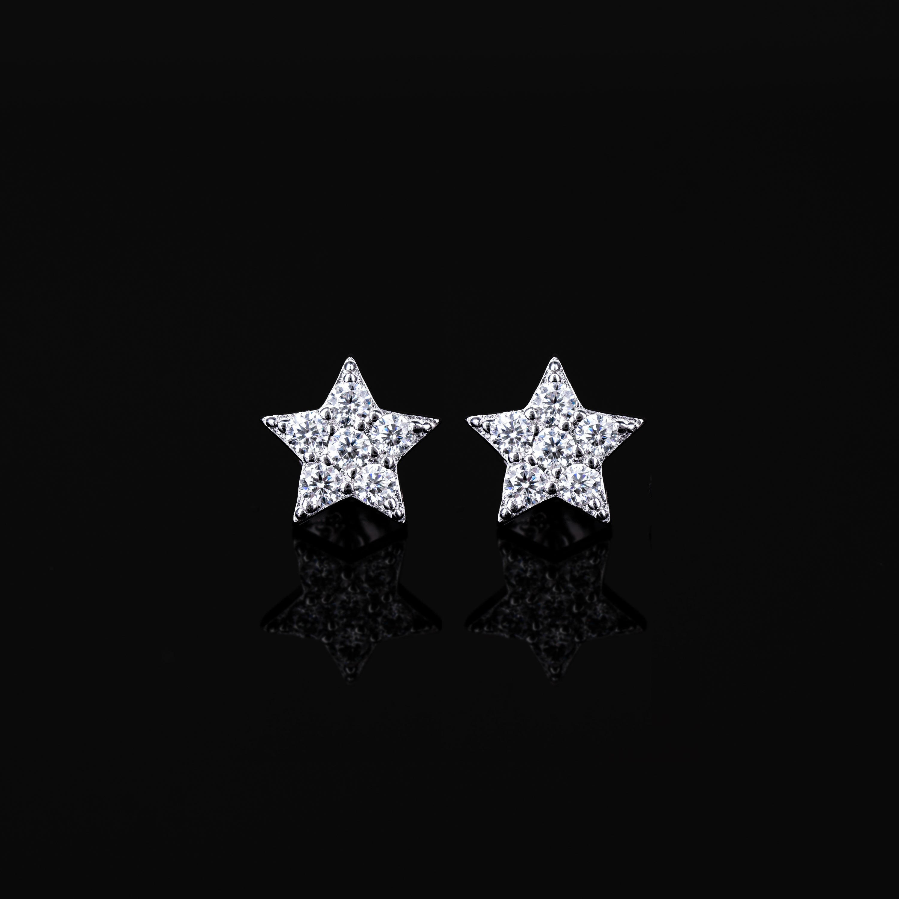10MM Iced Out Star Moissanite Stud Earrings Five Point Star Pavé Design – alternate product view 6