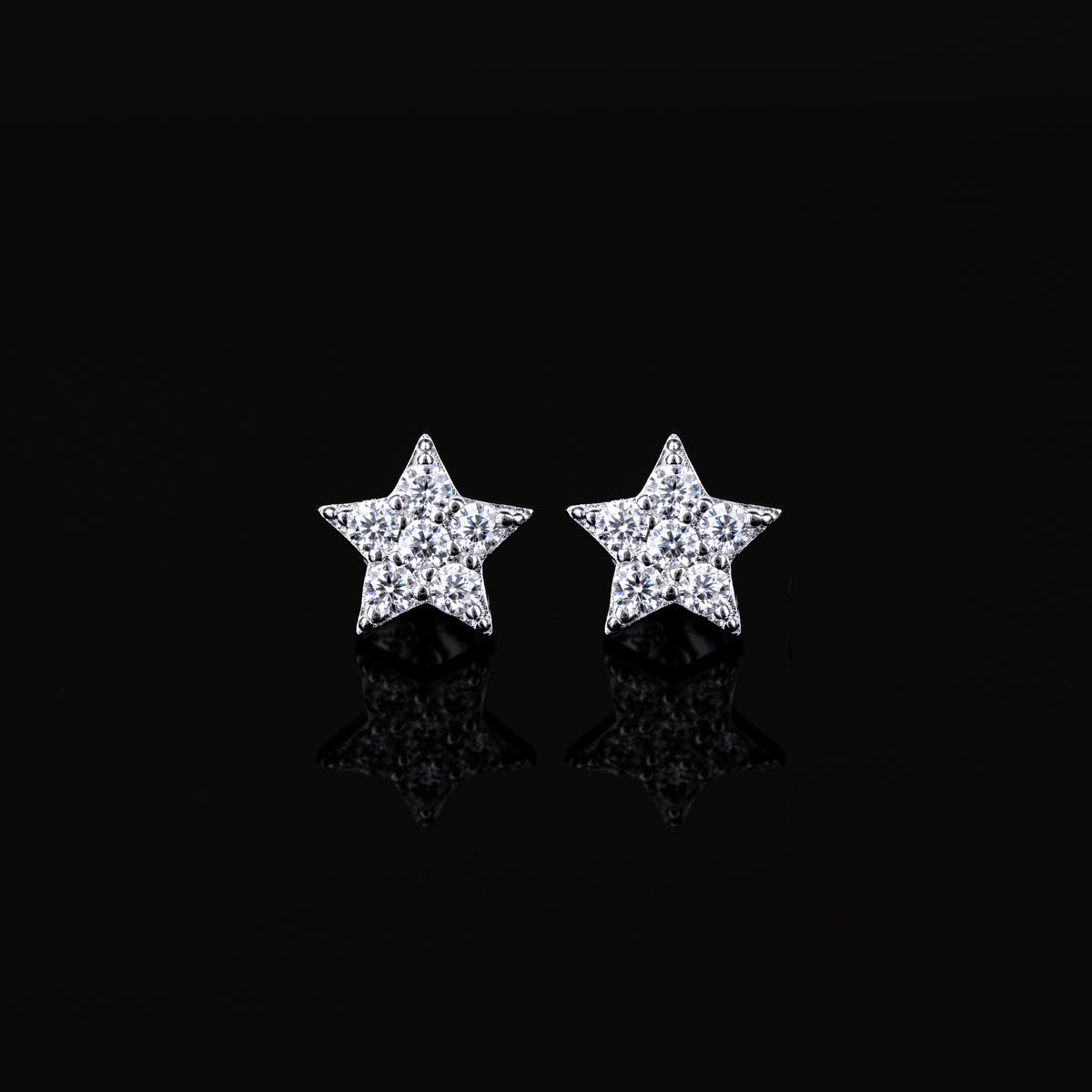 10MM Iced Out Star Moissanite Stud Earrings Five Point Star Pavé Design – alternate product view 6