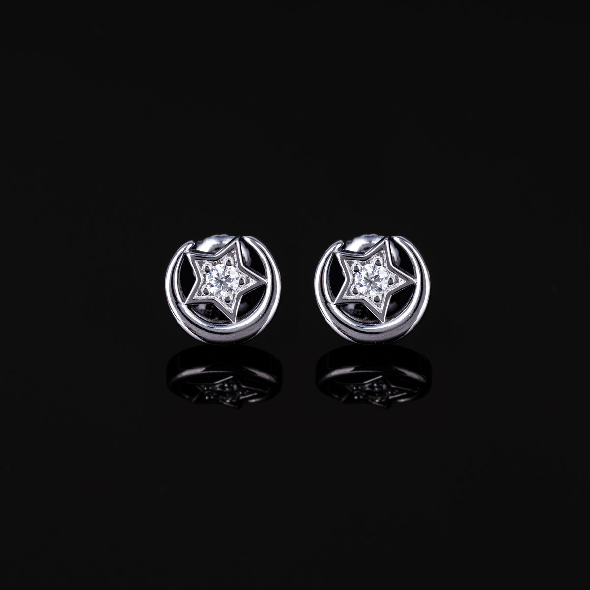 10MM Star Moissanite Stud Earrings VVS Circle Frame Screw Back – alternate product view 5