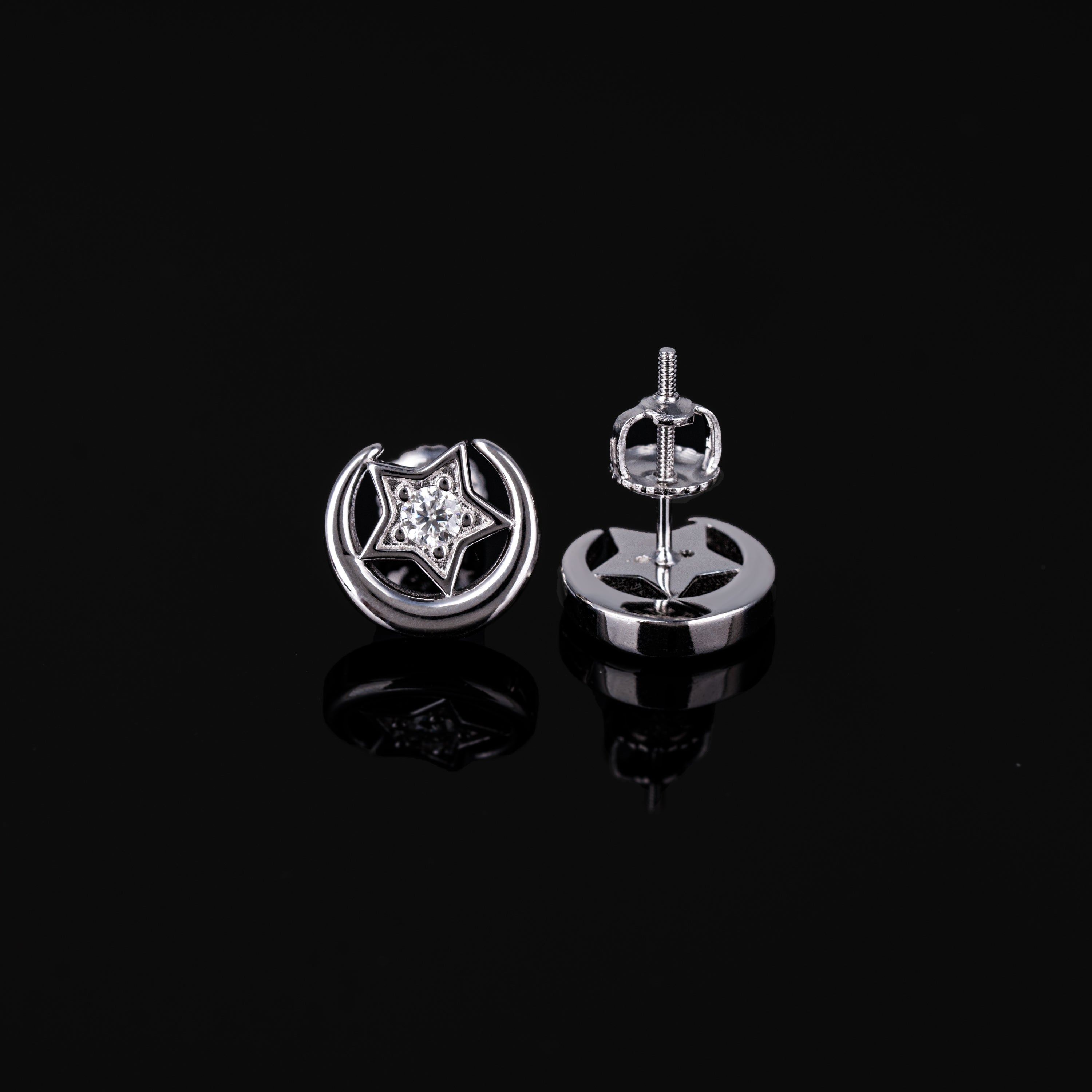 10MM Star Moissanite Stud Earrings VVS Circle Frame Screw Back – alternate product view 6