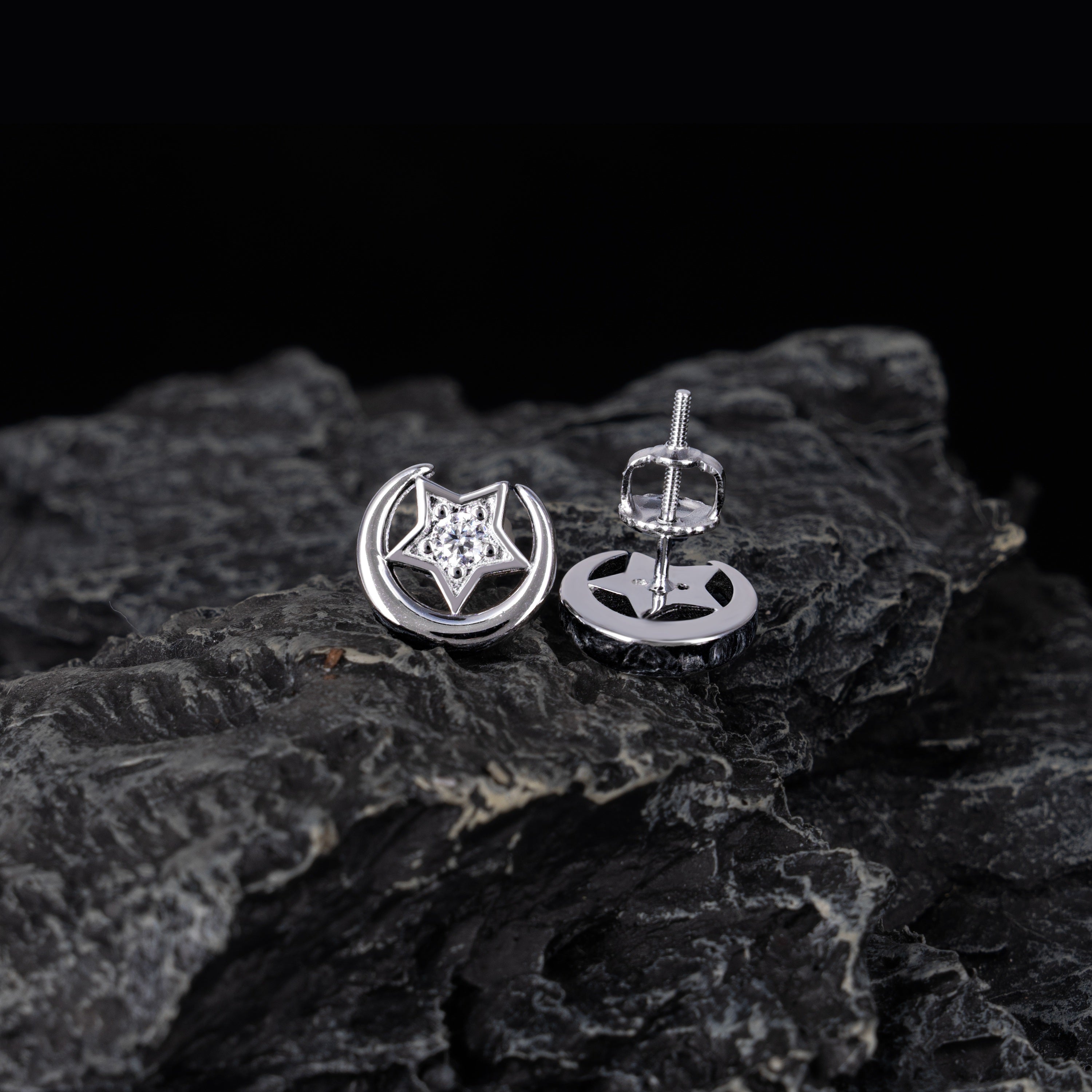 10MM Star Moissanite Stud Earrings VVS Circle Frame Screw Back – alternate product view 3