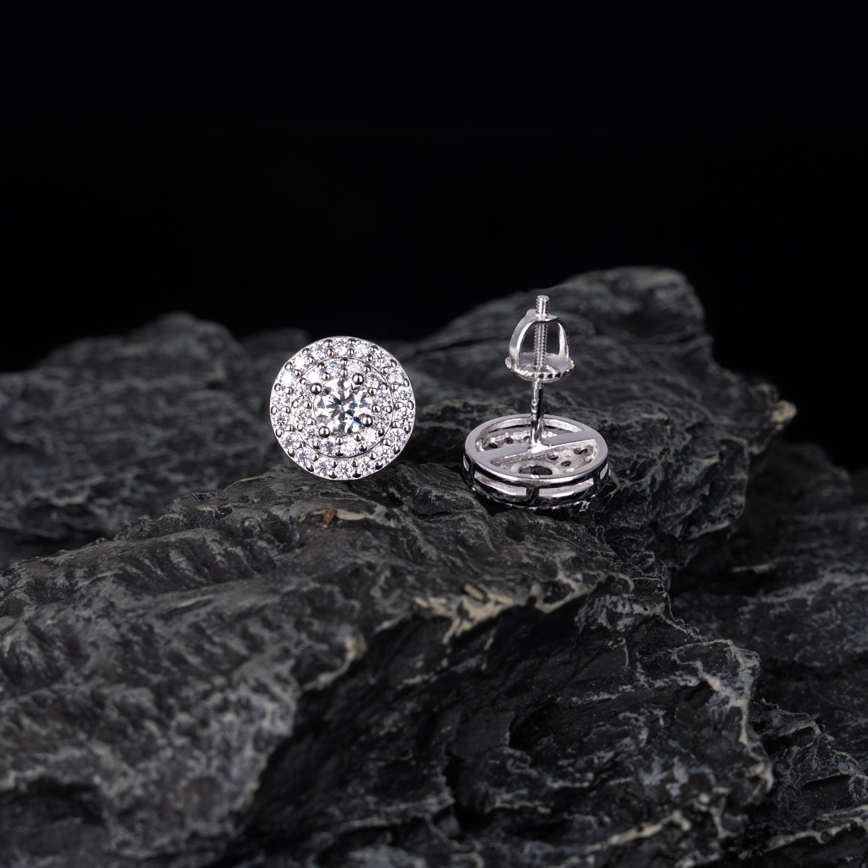 10MM Round Halo Moissanite Earrings by Sommarnox