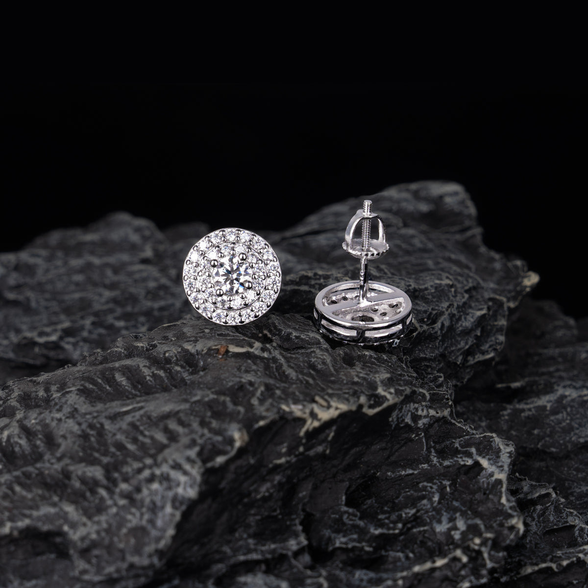 10MM Round Halo Moissanite Earrings by Sommarnox