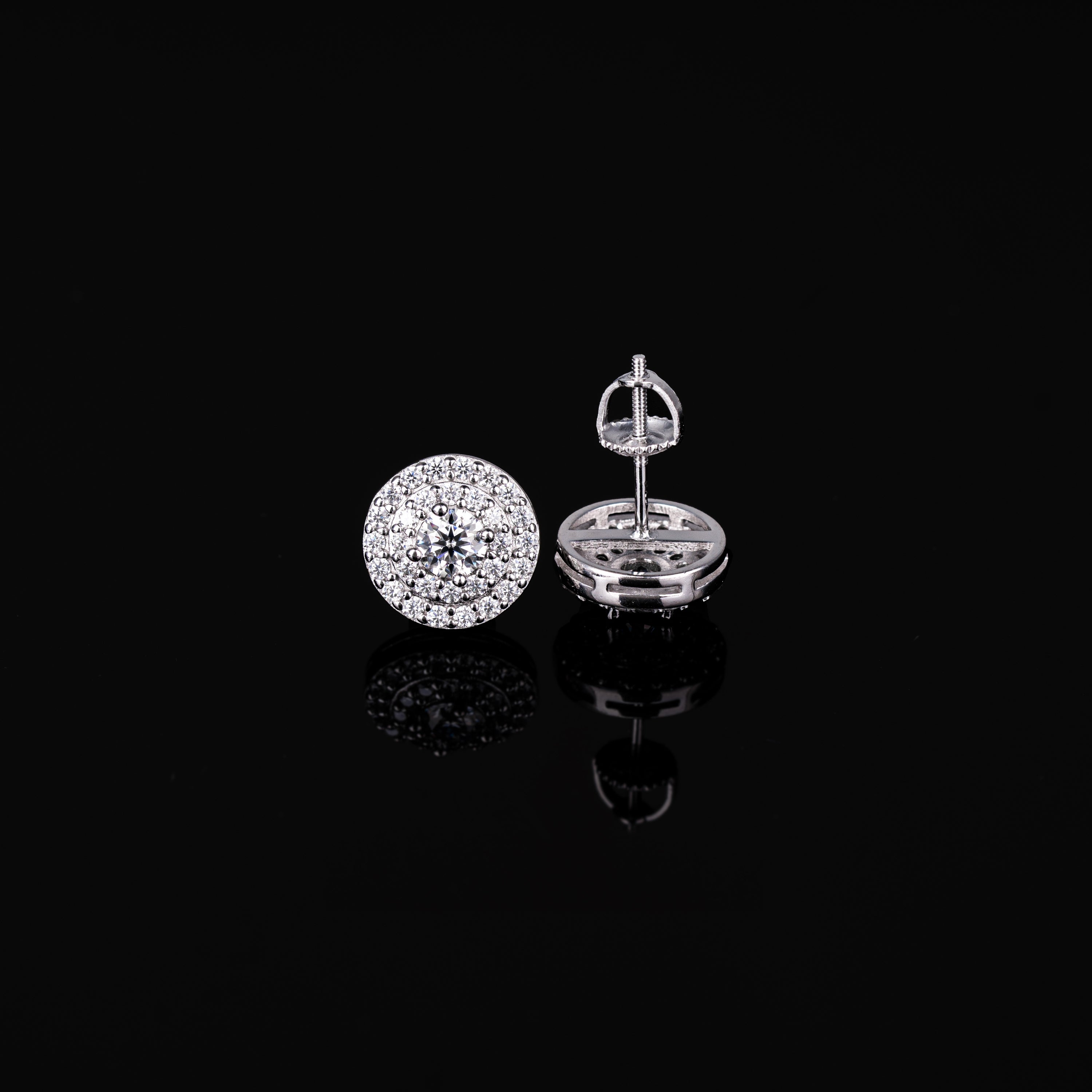 10MM Round Halo Moissanite Earrings – alternate product view 3