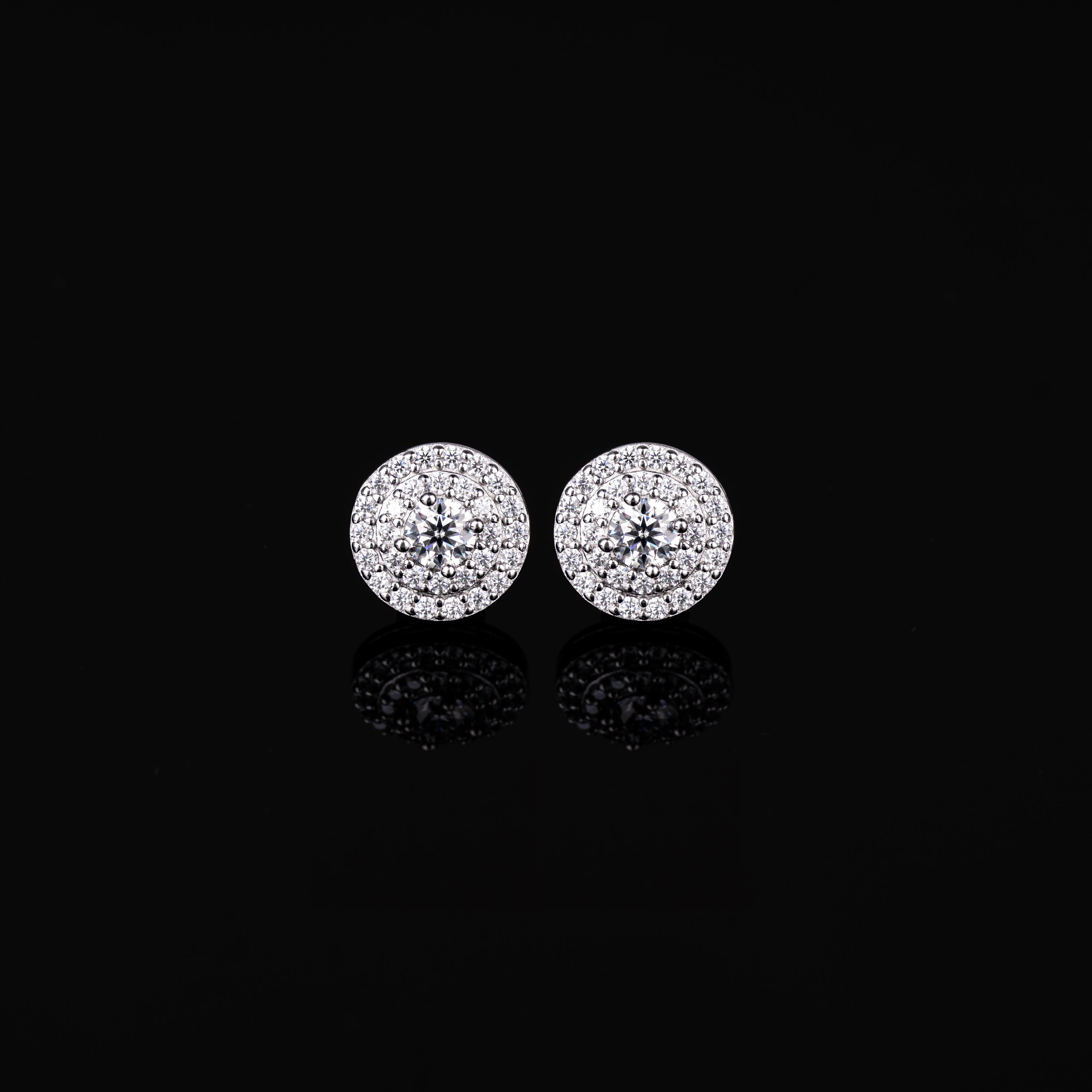 10MM Round Halo Moissanite Earrings – alternate product view 4