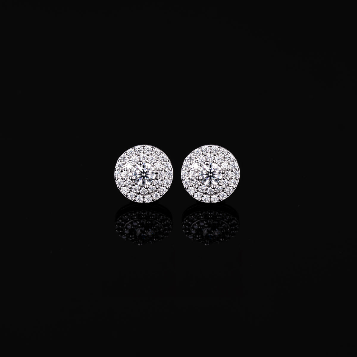 10MM Round Halo Moissanite Earrings – alternate product view 4
