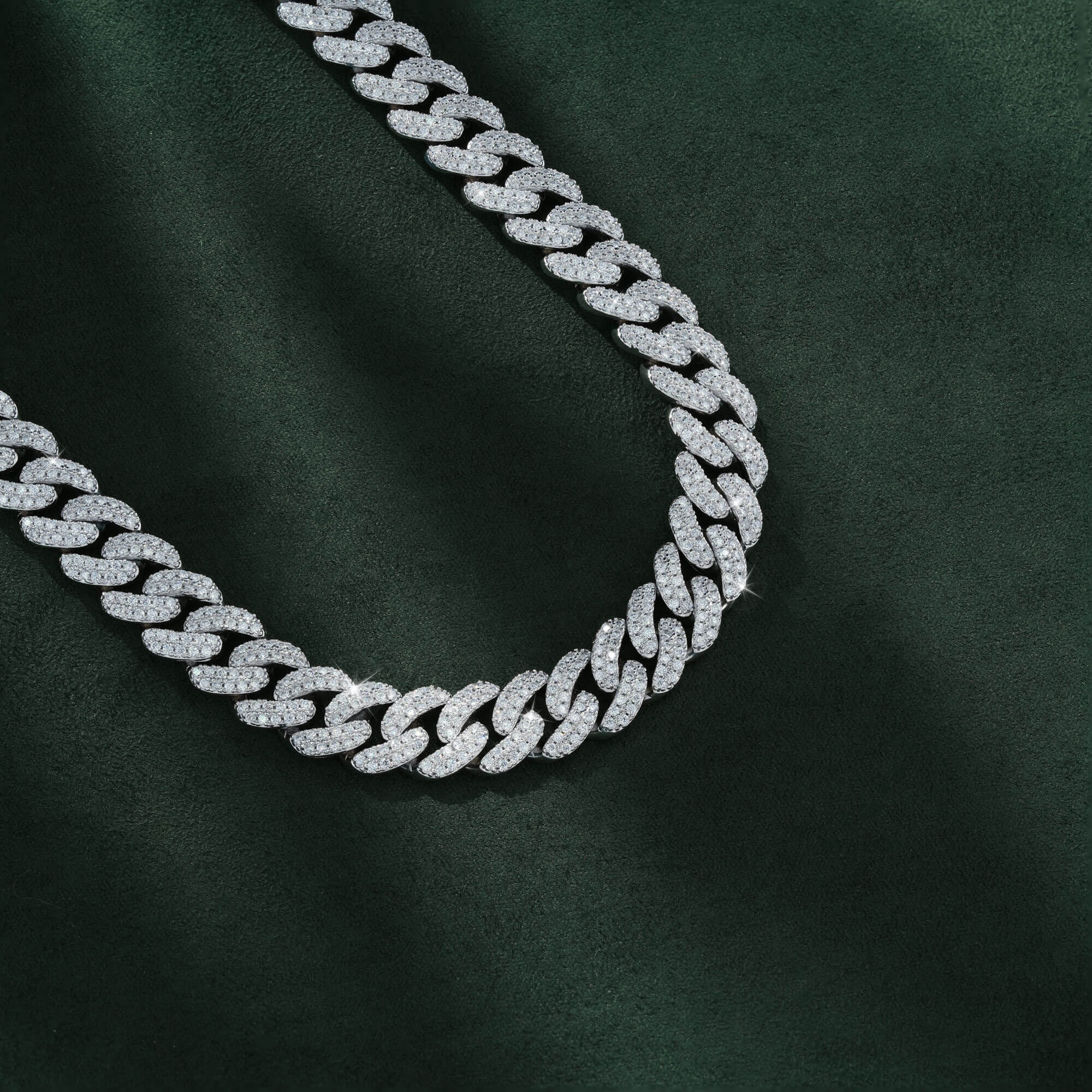 10MM 2 Row Moissanite Cuban Link Chain Iced Out Heavy Full Pavé Necklace