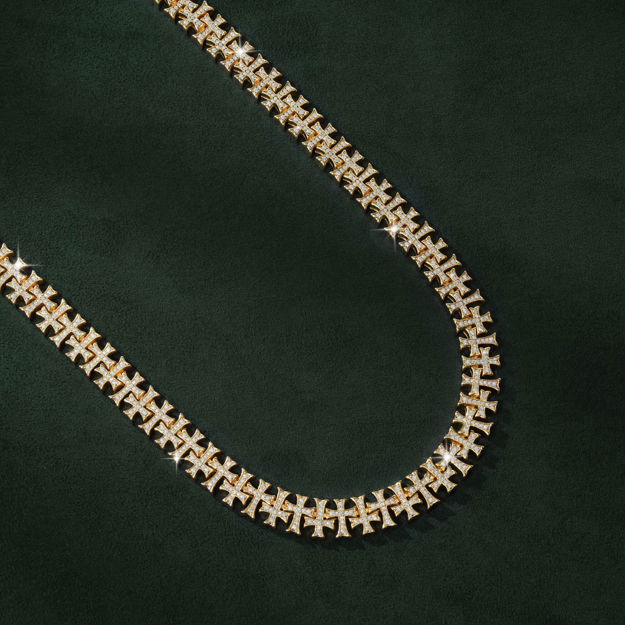 10MM Iced Out Cross VVS Moissanite Cuban Link Chain