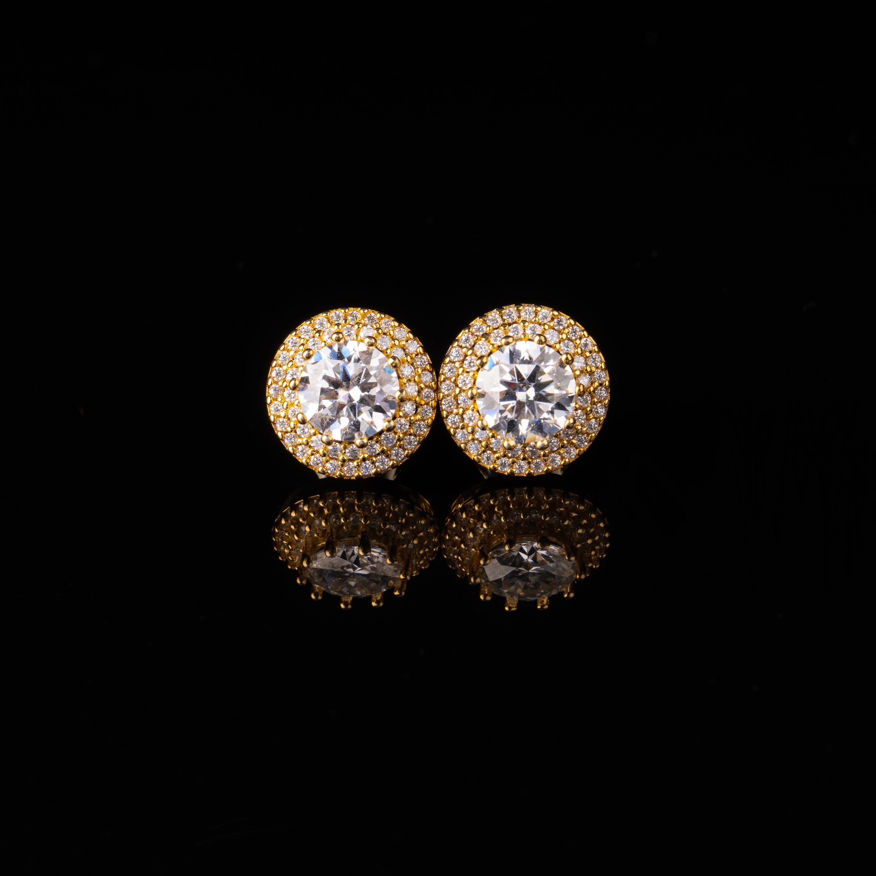 10MM Round Center Moissanite Stud Earrings VVS Double Halo Pavé