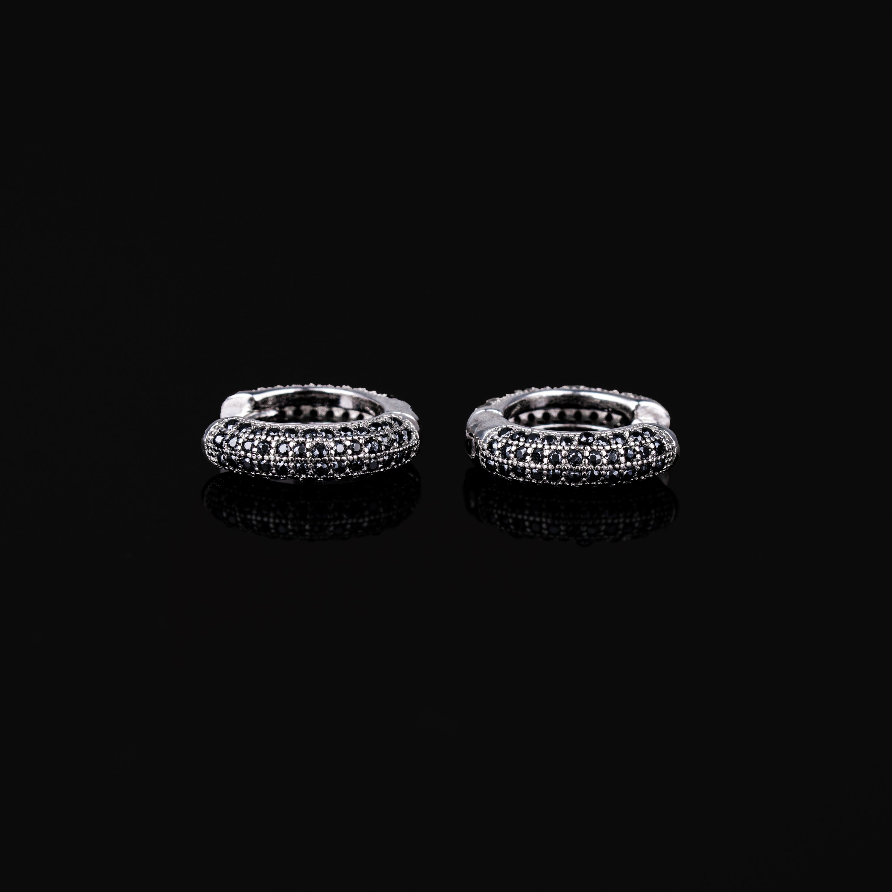 10MM Black & White Moissanite Huggie Hoop Earrings Micro Pavé Iced Out – alternate product view 9