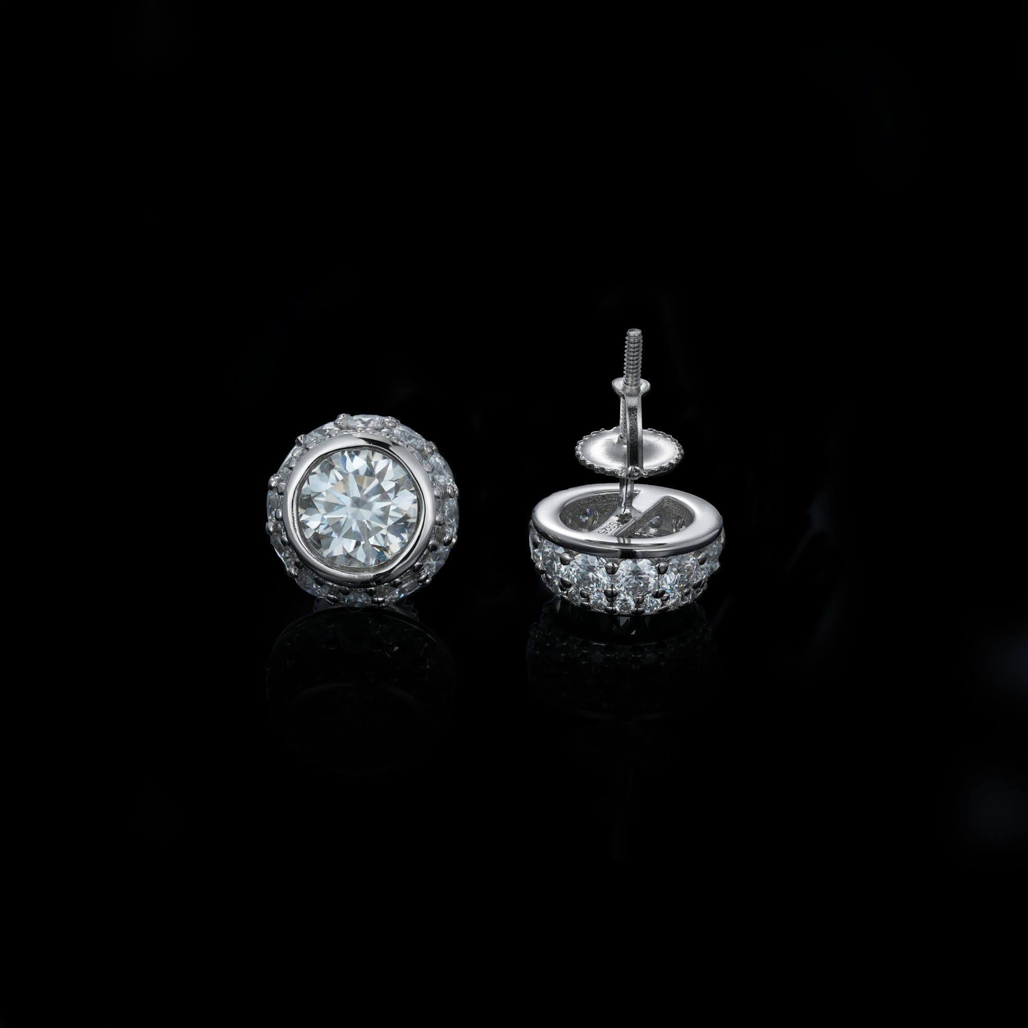 11MM Bezel-Set Round Center VVS Moissanite Stud Earrings by Sommarnox