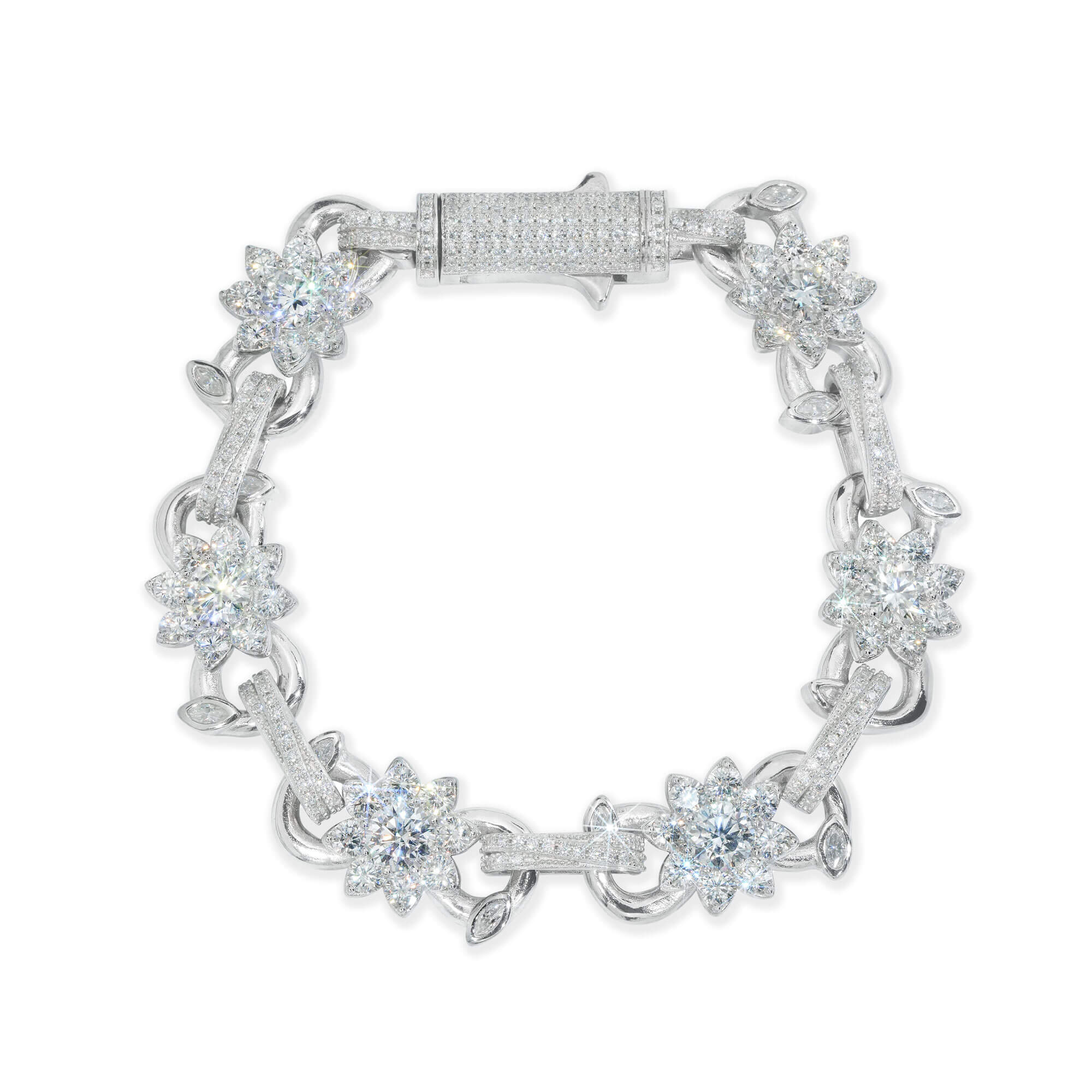 13MM Iced Out Flower Infinity Link VVS Moissanite Cuban Bracelet – alternate product view 5