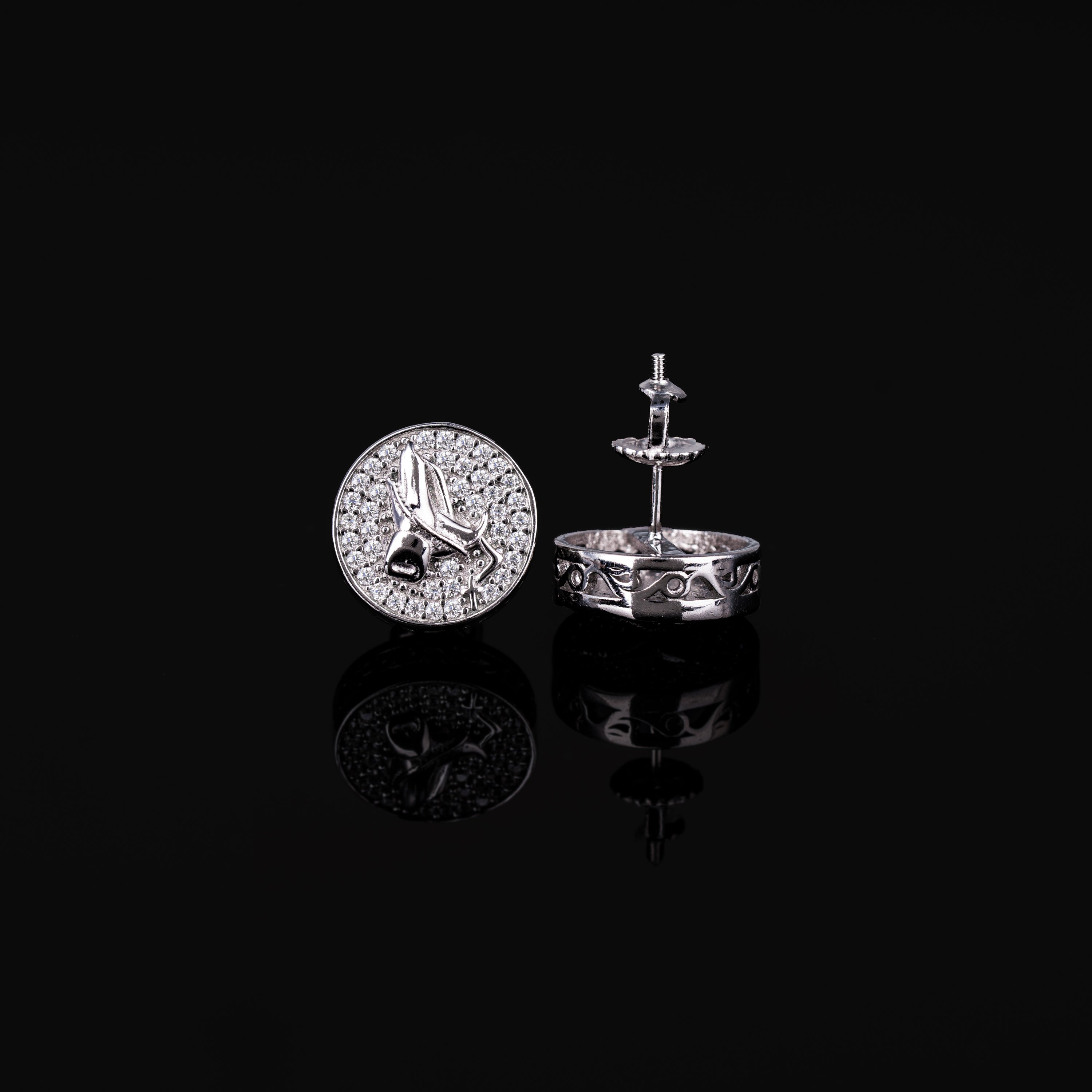 12MM Praying Hands Moissanite Stud Earrings VVS Pavé Round Screw Back – alternate product view 5