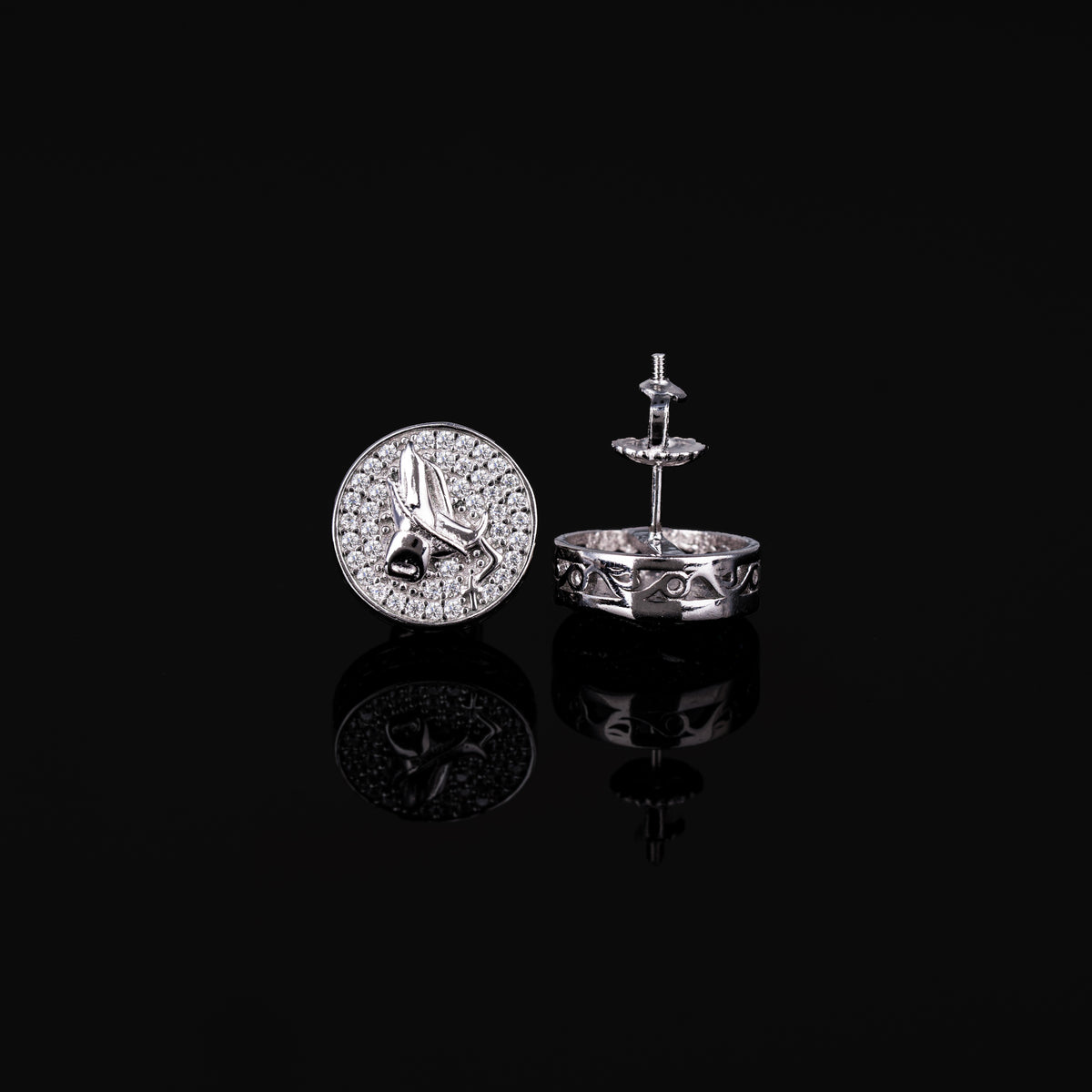 12MM Praying Hands Moissanite Stud Earrings VVS Pavé Round Screw Back – alternate product view 5