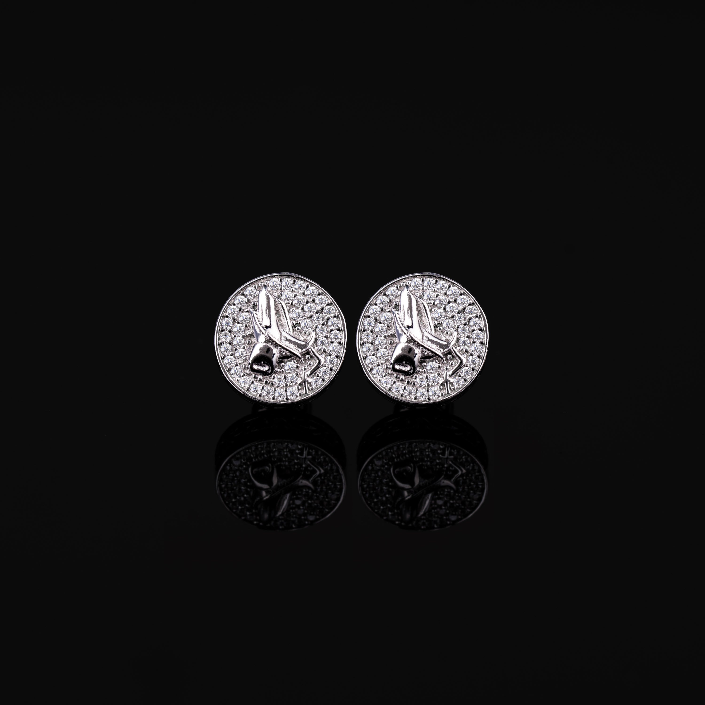 12MM Praying Hands Moissanite Stud Earrings VVS Pavé Round Screw Back – alternate product view 6