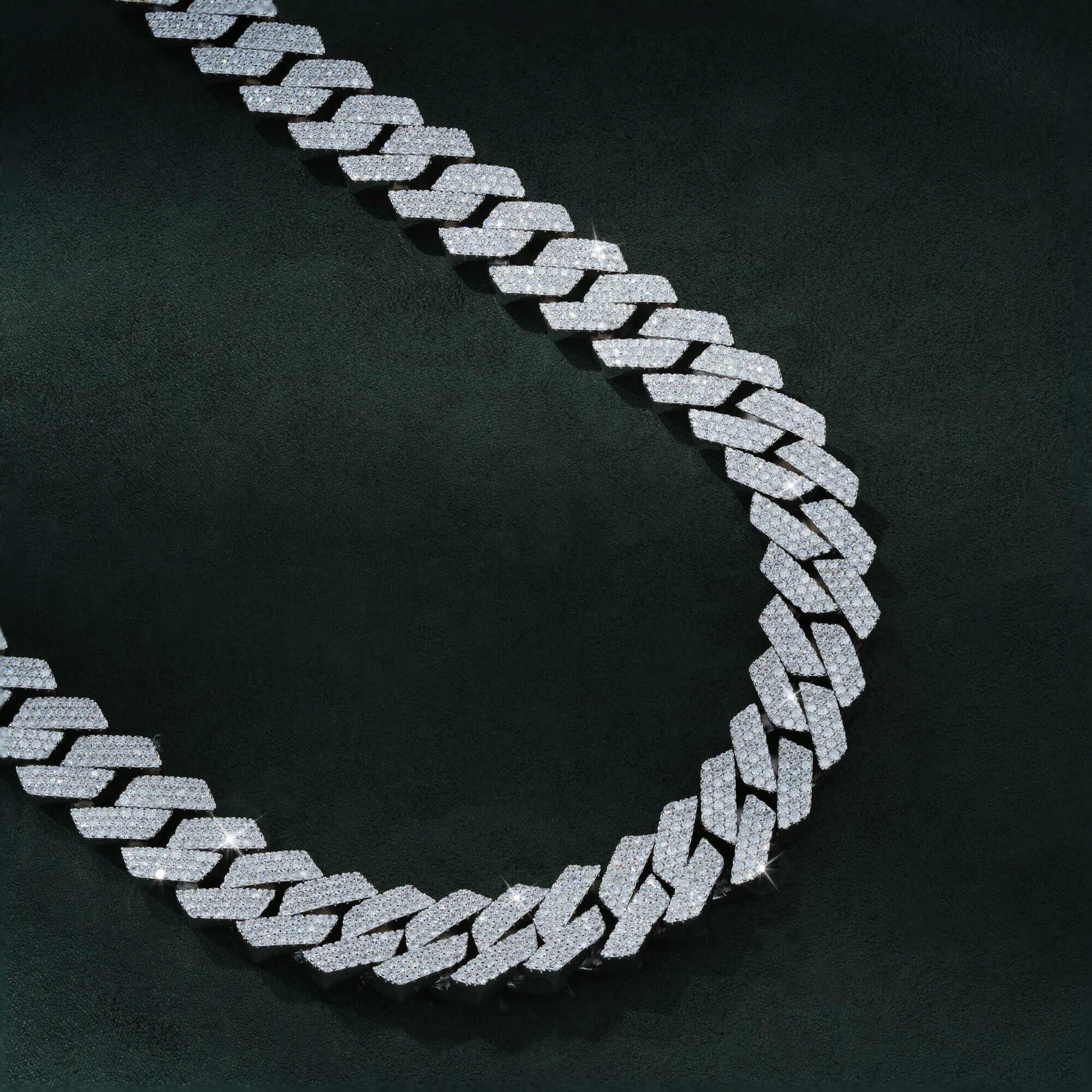 15MM 3 Row Moissanite Cuban Link Chain Iced Out Heavy Full Pavé Necklace by Sommarnox