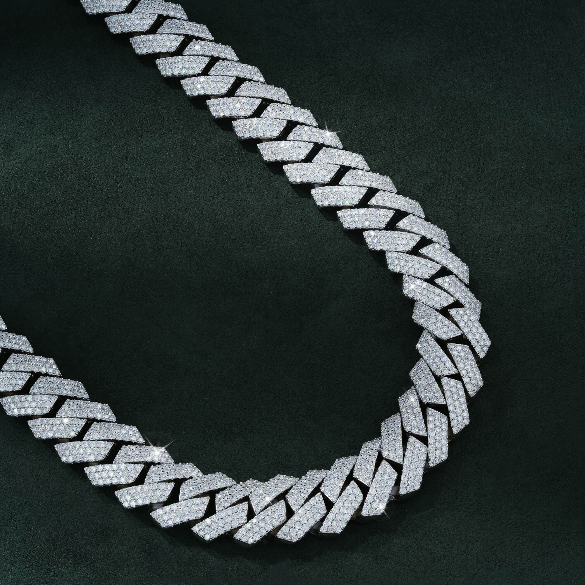16MM 3 Row Moissanite Cuban Link Chain Iced Out Heavy Full Pavé Necklace by Sommarnox