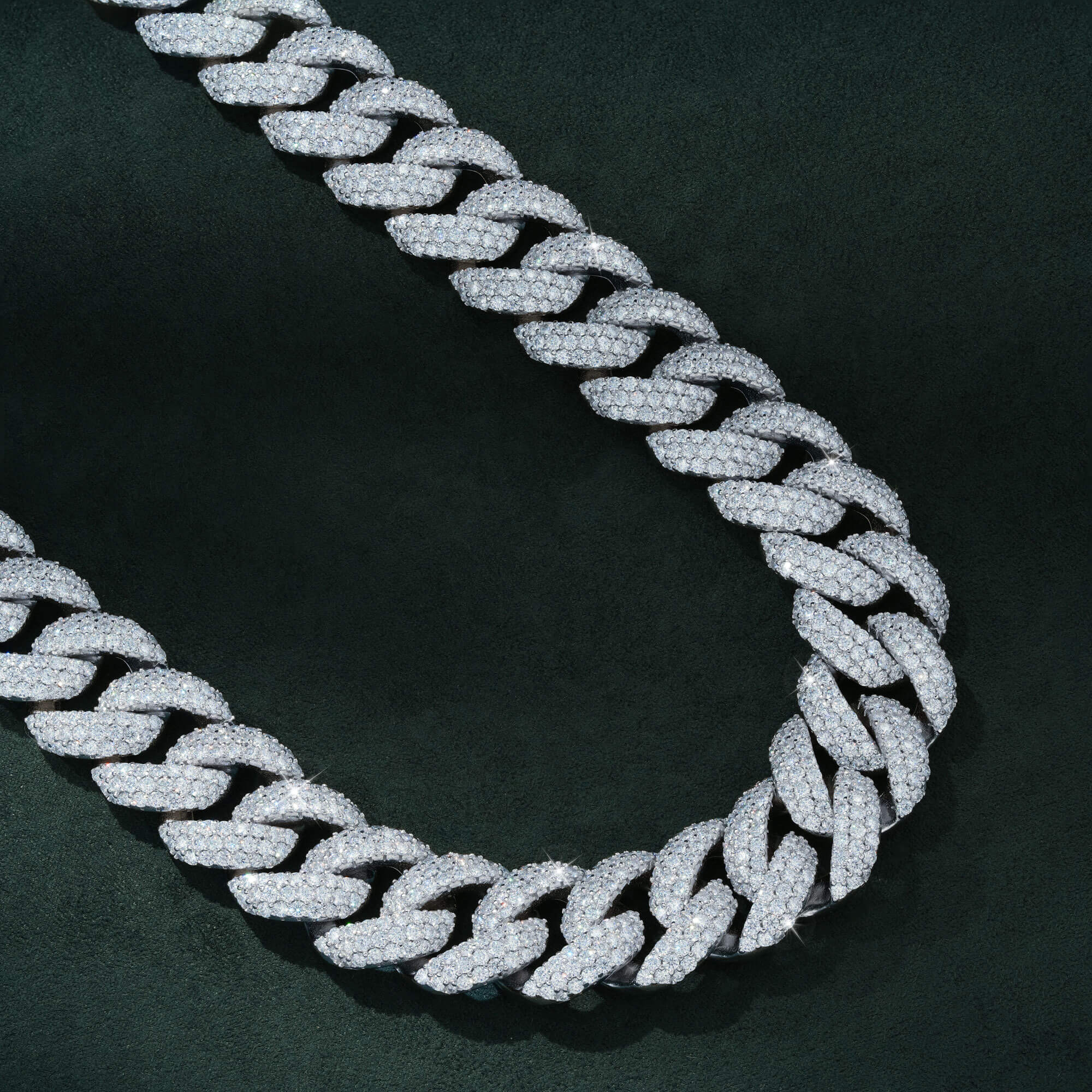 18MM 3 Row Moissanite Curved Cuban Link Chain Iced Out Heavy Full Pavé Necklace by Sommarnox