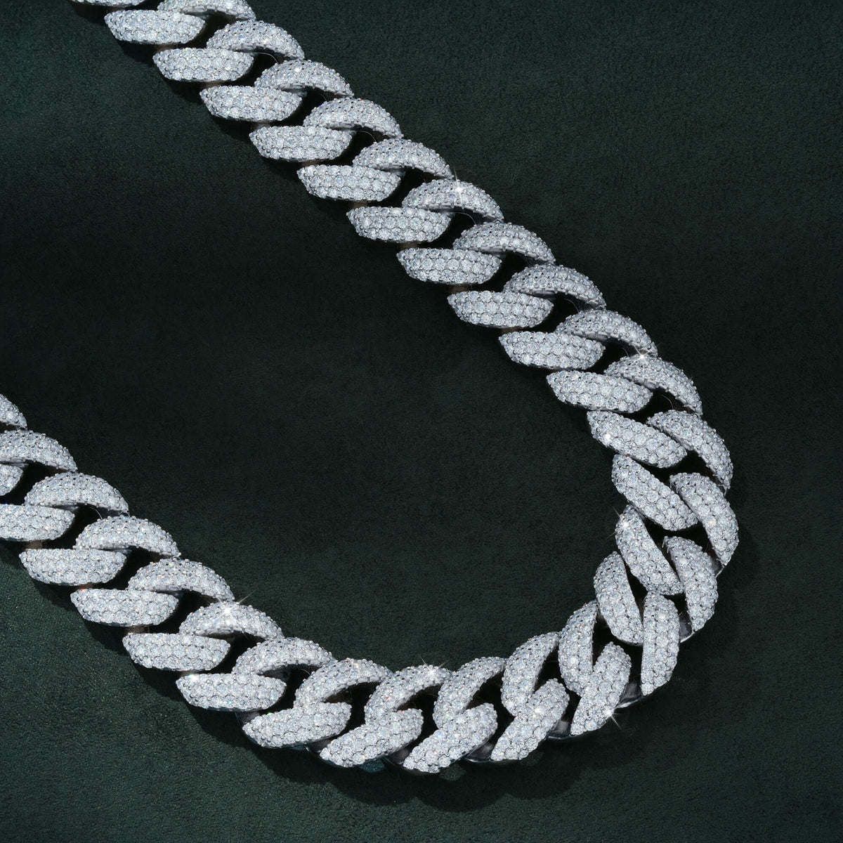 18MM 3 Row Moissanite Curved Cuban Link Chain Iced Out Heavy Full Pavé Necklace by Sommarnox