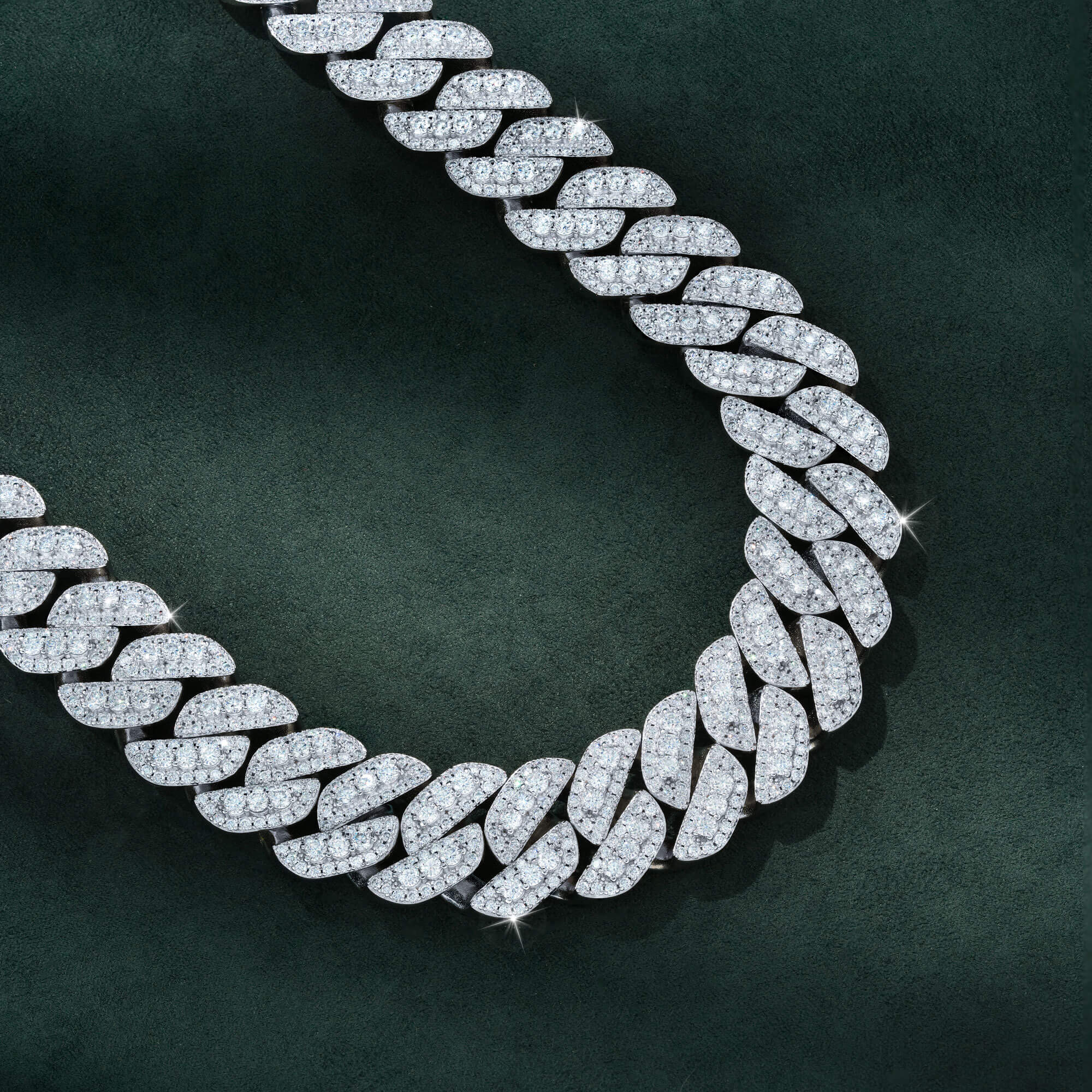 18MM 3 Row Moissanite Cuban Link Chain Mixed Size Pavé Iced Out Heavy Shine Necklace by Sommarnox