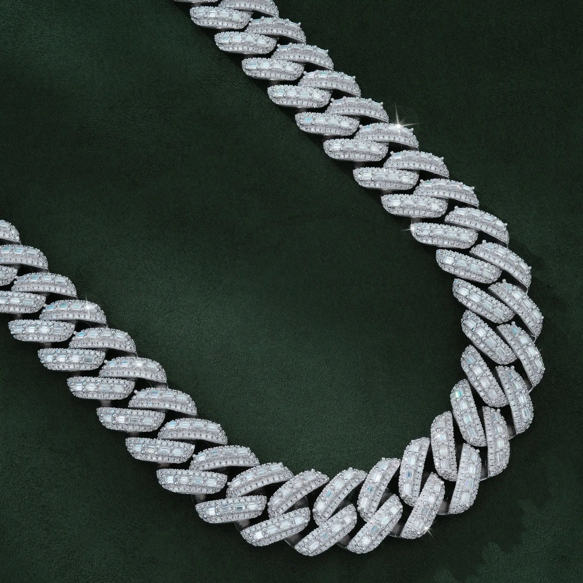 18mm baguette moissanite Cuban link chain iced out