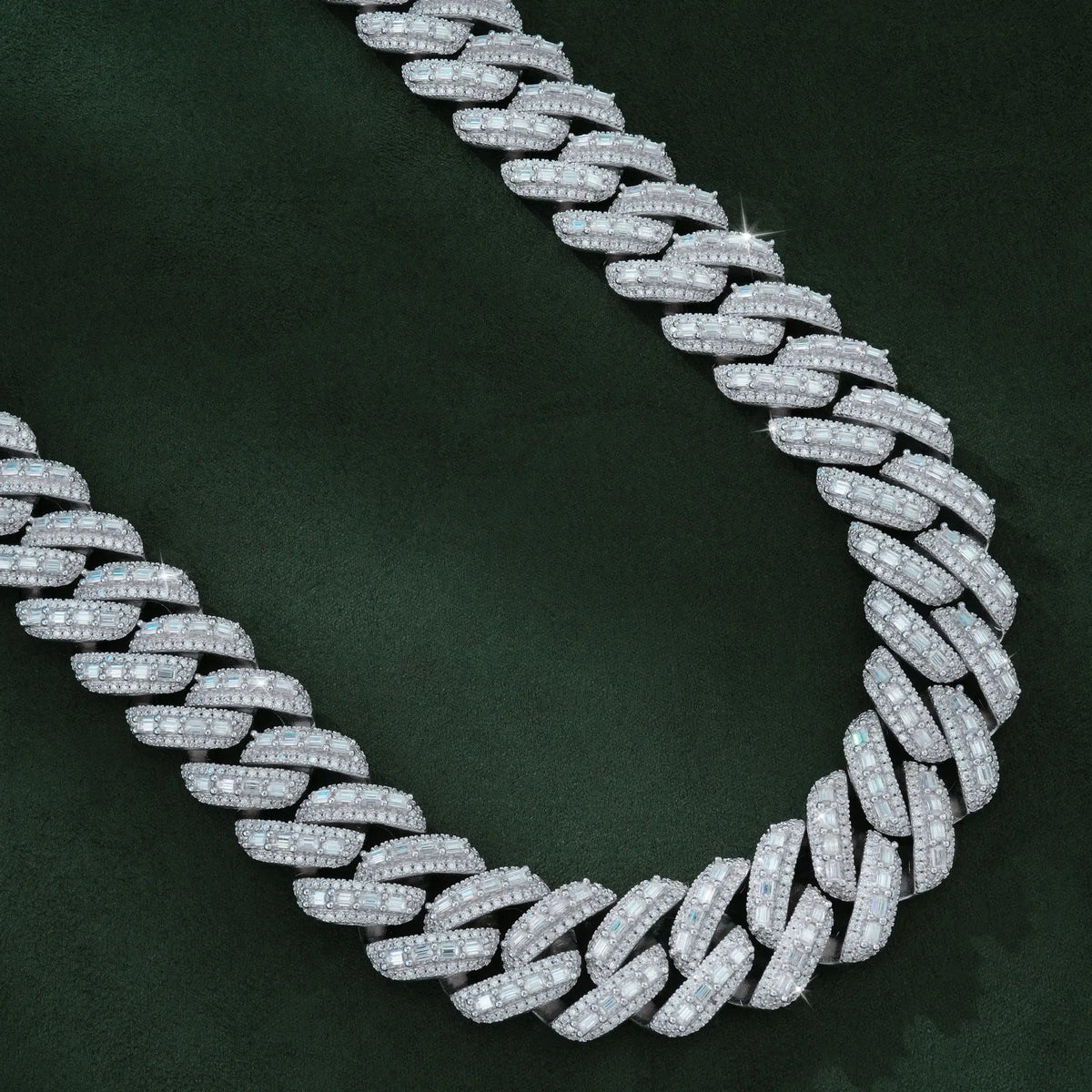 18mm baguette moissanite Cuban link chain iced out