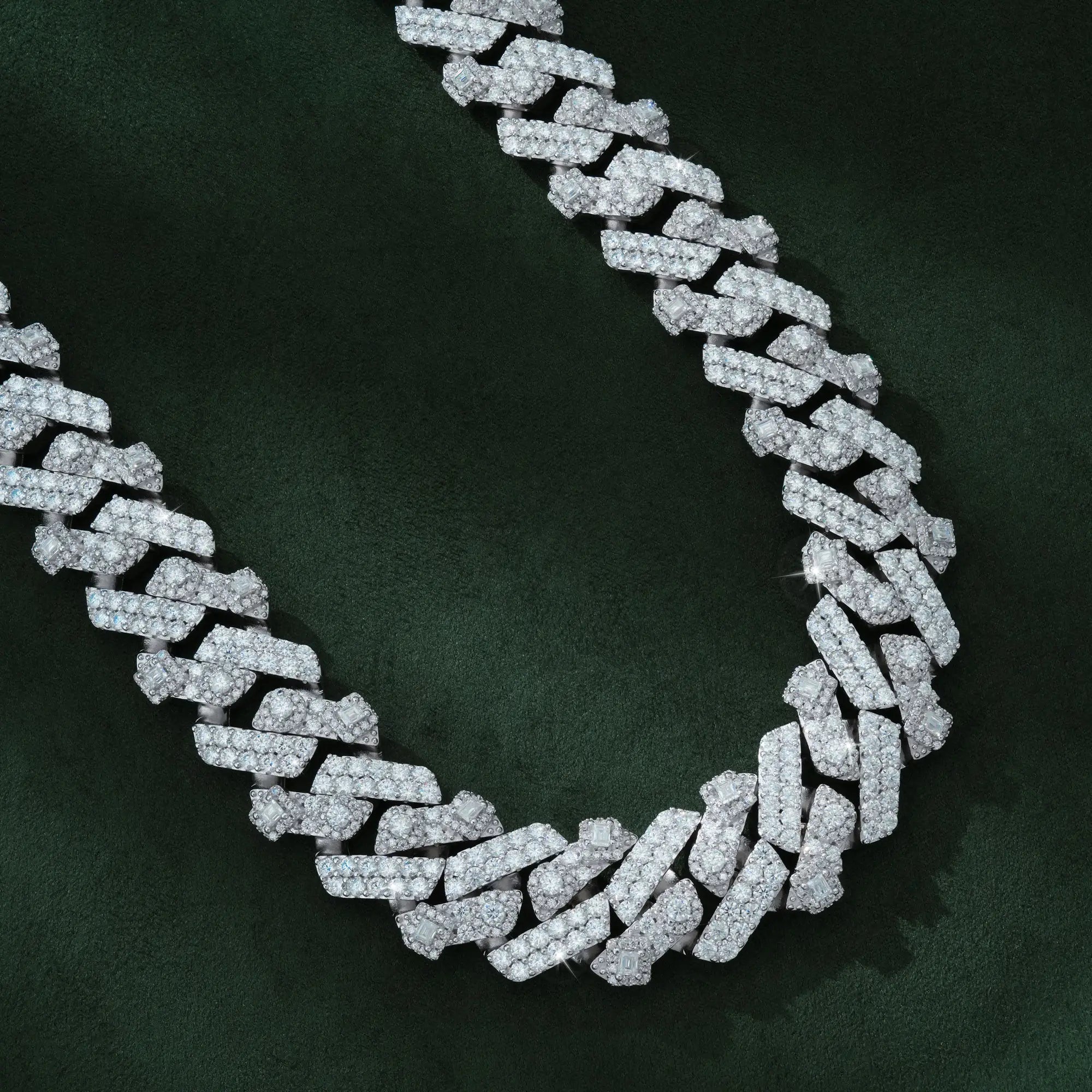 18mm two-row moissanite Cuban link chain iced out