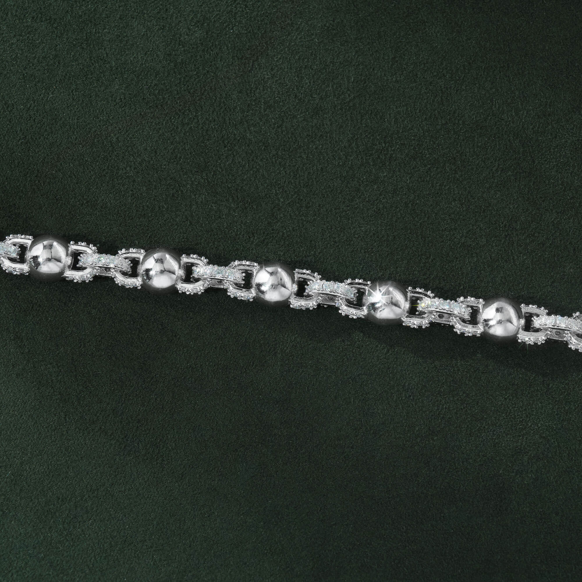 8MM Polished Bead & Iced Link VVS Moissanite Bracelet – alternate product view 2