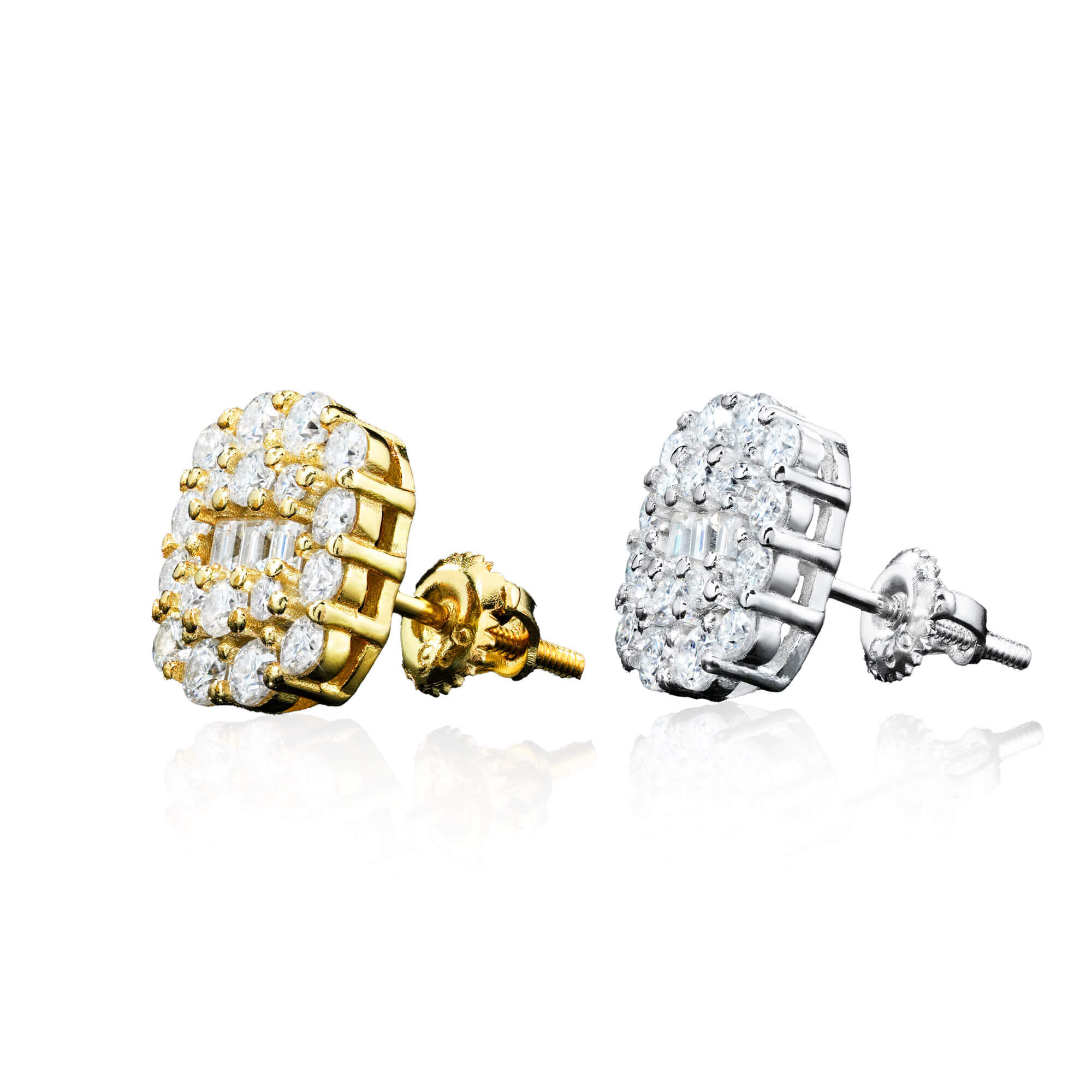 Baguette & Round Cluster Stud Earrings – alternate product view 7