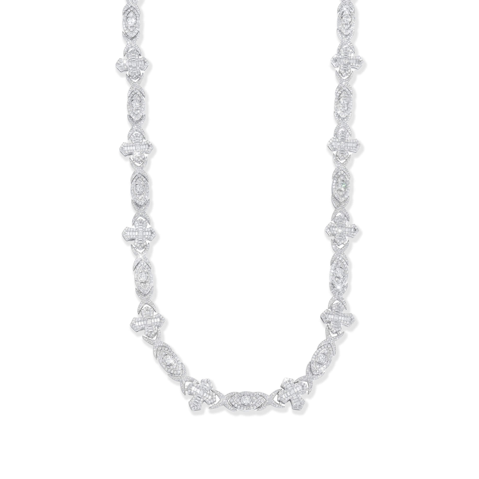 14MM Evil Eye & Cross VVS Moissanite Cuban Link Chain – alternate product view 5
