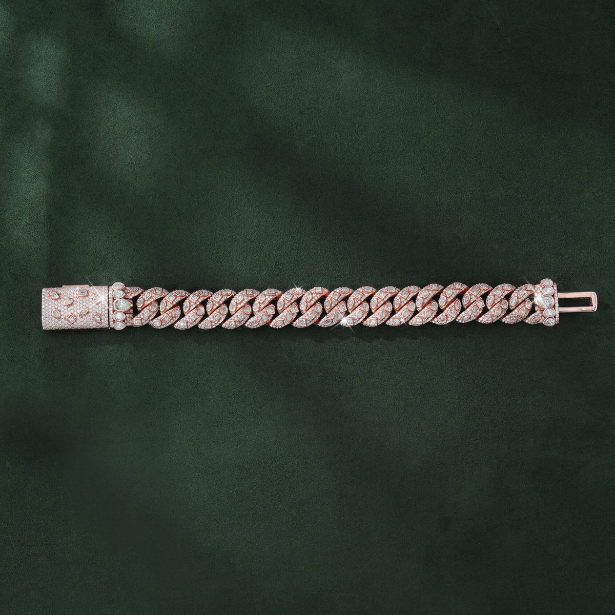 15MM Bezel-Set Mixed Cut VVS Moissanite Cuban Bracelet – alternate product view 4