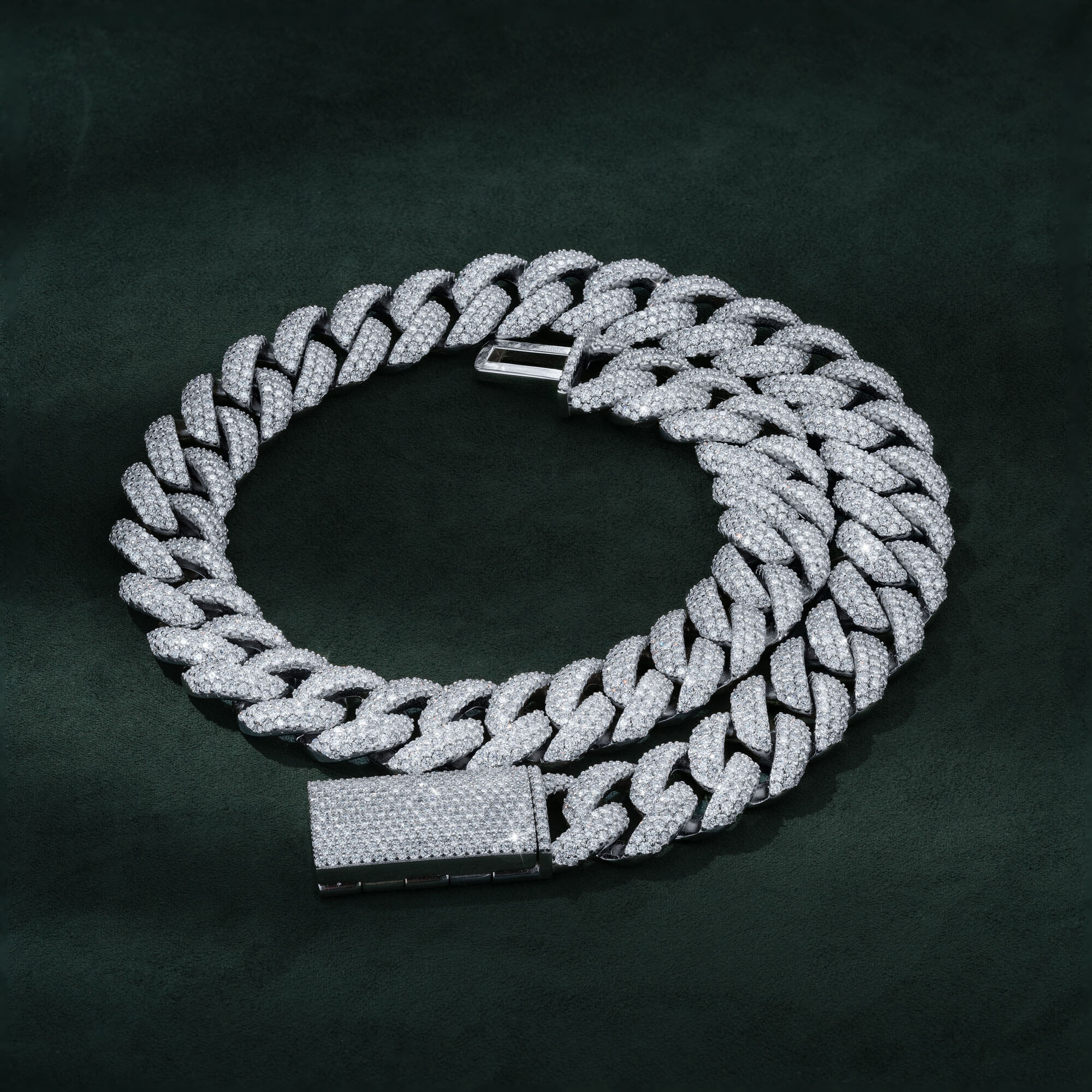 18MM 3 Row Moissanite Curved Cuban Link Chain Iced Out Heavy Full Pavé Necklace – alternate product view 5